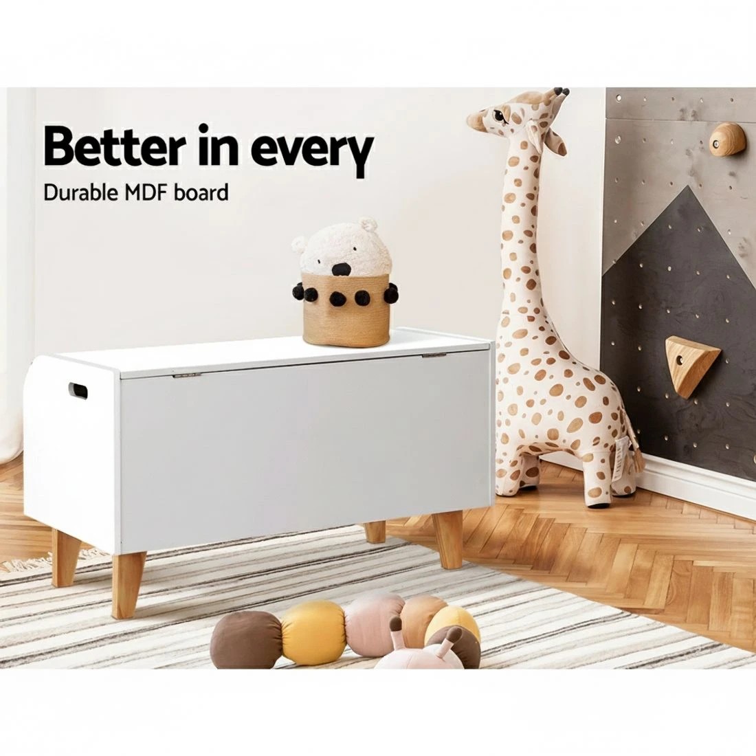 4 Keezi Kids Toy Box Chest Bookshelf Storage Children Bookcase Organiser Display - White, 4 of 5