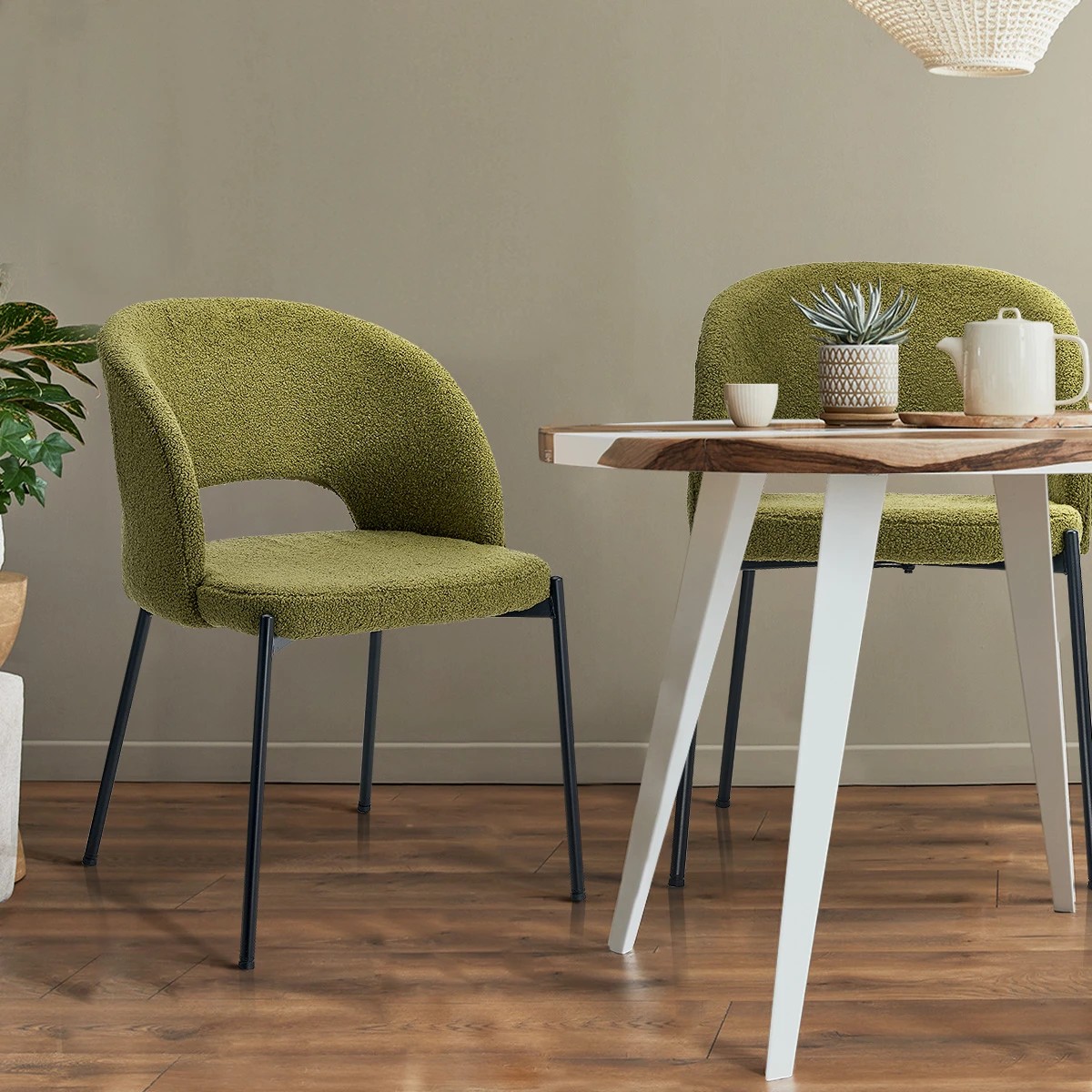 3 Oikiture 2x Armchair Dining Chair Accent Chairs Tub Armchairs Sherpa
 - Green, 3 of 10