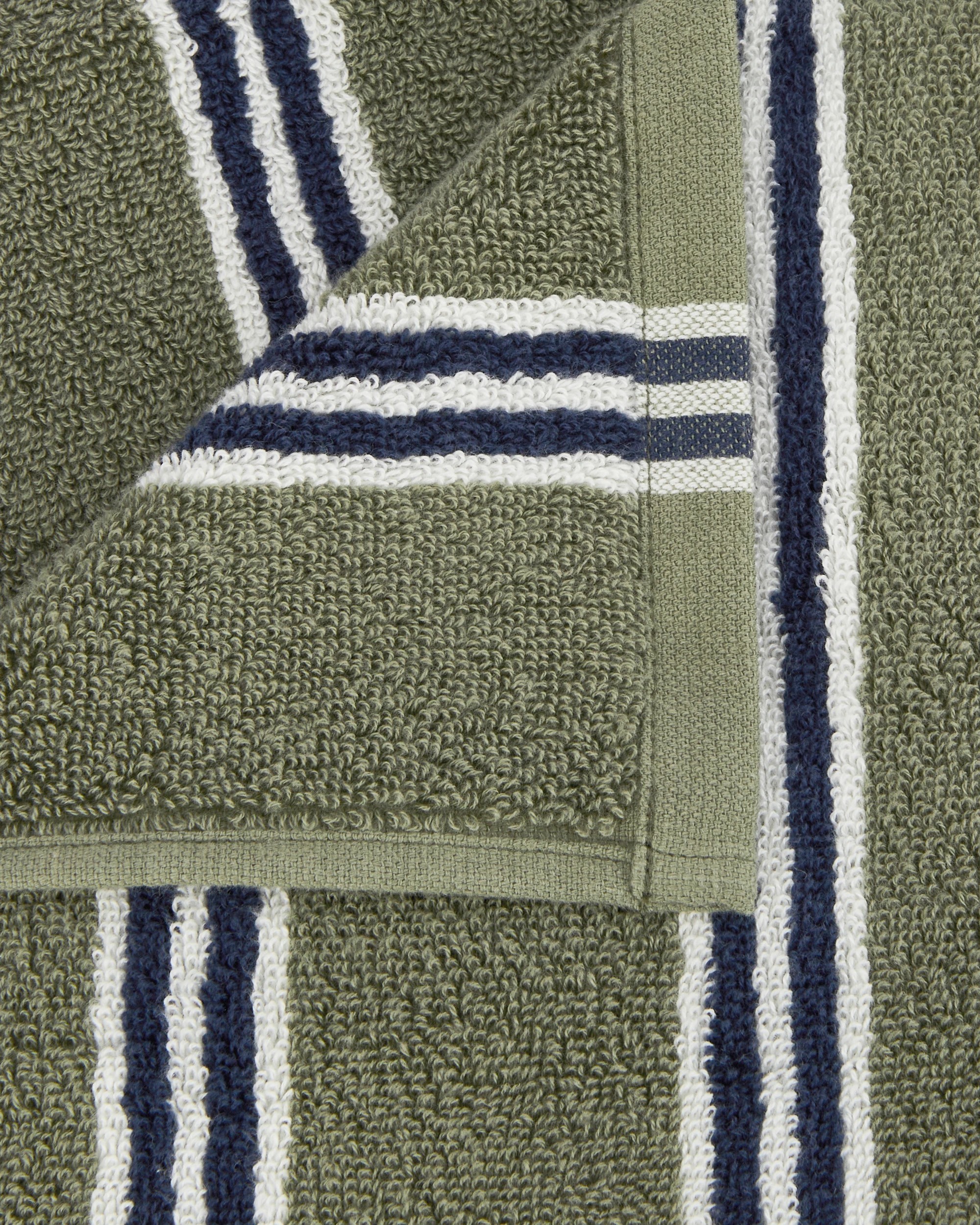 2 Stripe Cotton Hand Towel - Green, 2 of 5