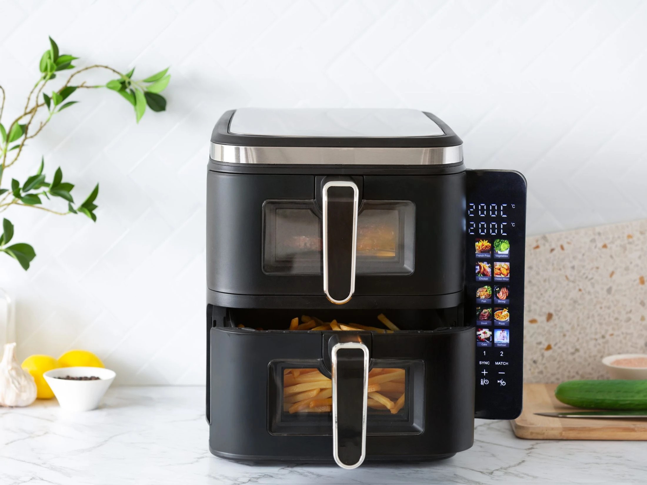 3 Healthy Choice 2400W 11L Multifunctional Double Decker Digital Dual Zone Air Fryer with  Foldable Coloured Screen, 3 of 8