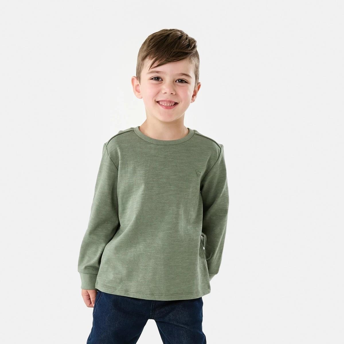 1 Long Sleeve Textured T-shirt Grn Dino, 1 of 8