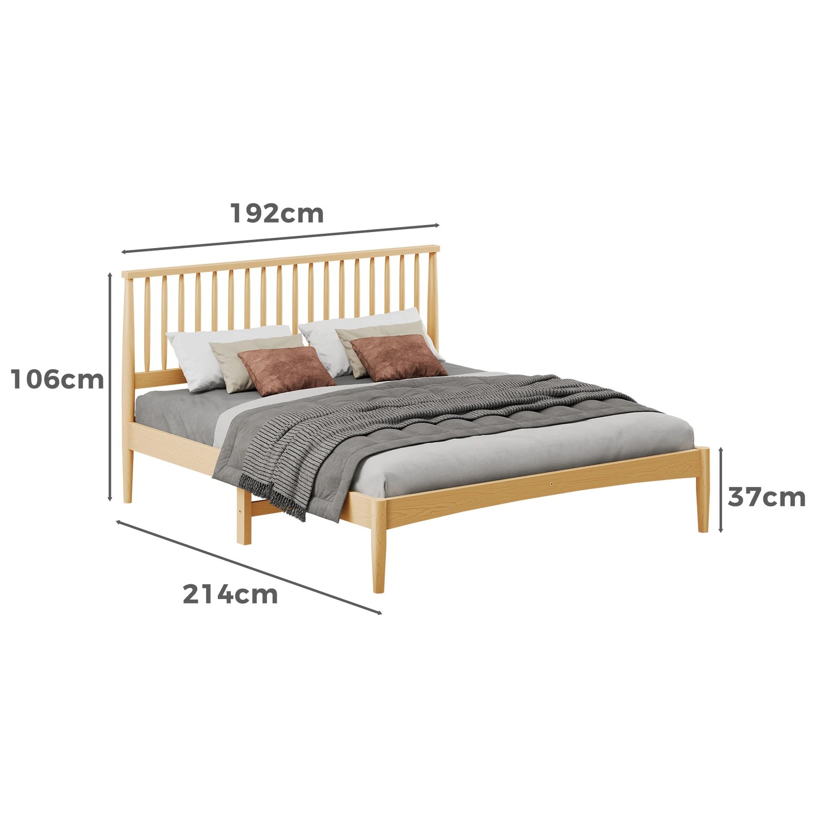7 Alfordson Bed Frame Wooden King Size Timber Base Foundation Caelus - Natural, 7 of 10