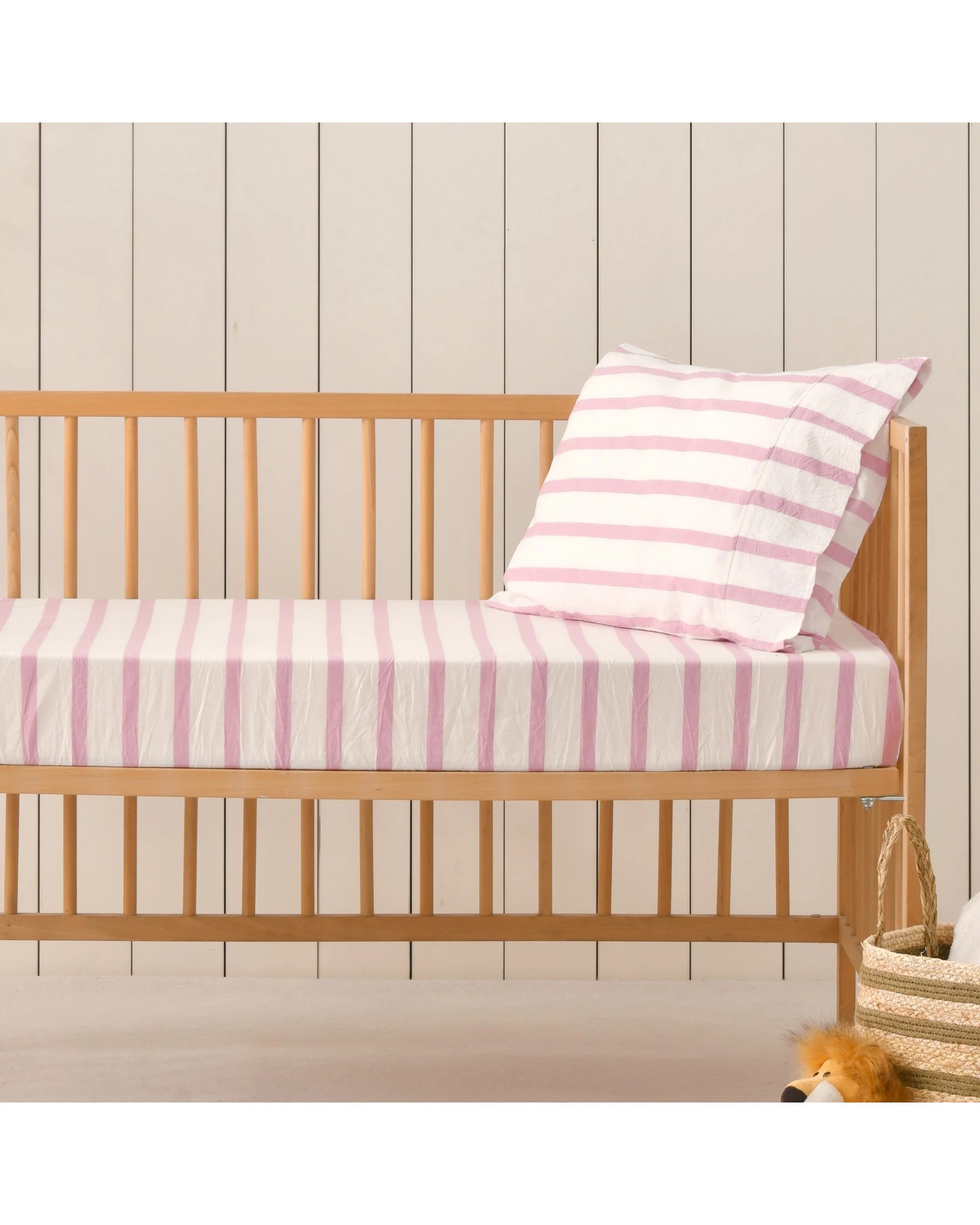 1 Dreamaker Baby Bask Washed Cotton Yarn Dyed Stripe Combo Set - COT Size - Pink Pearl, 1 of 7