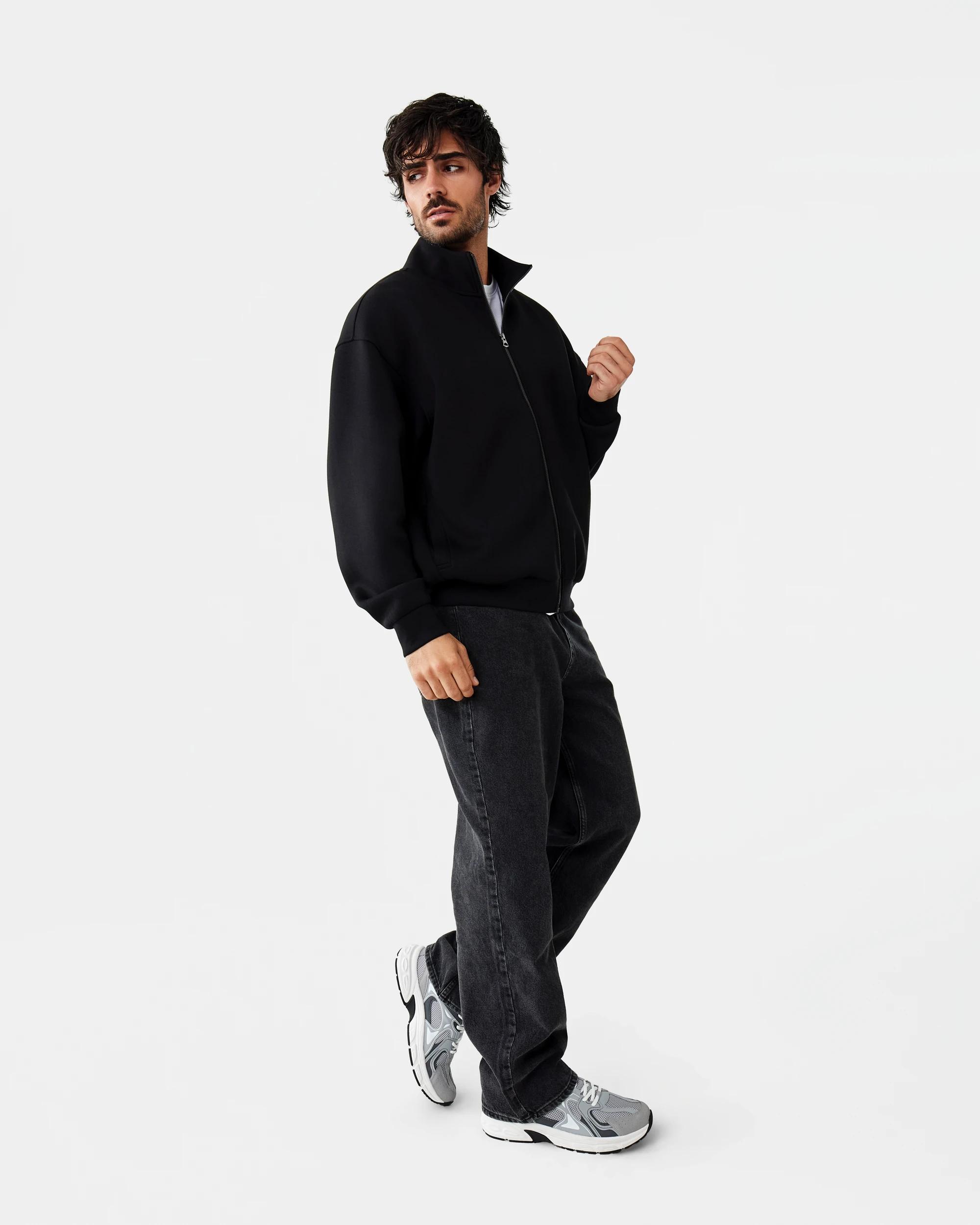4 Scuba Funnel Neck Zip Through Sweatshirt Black, 4 of 10