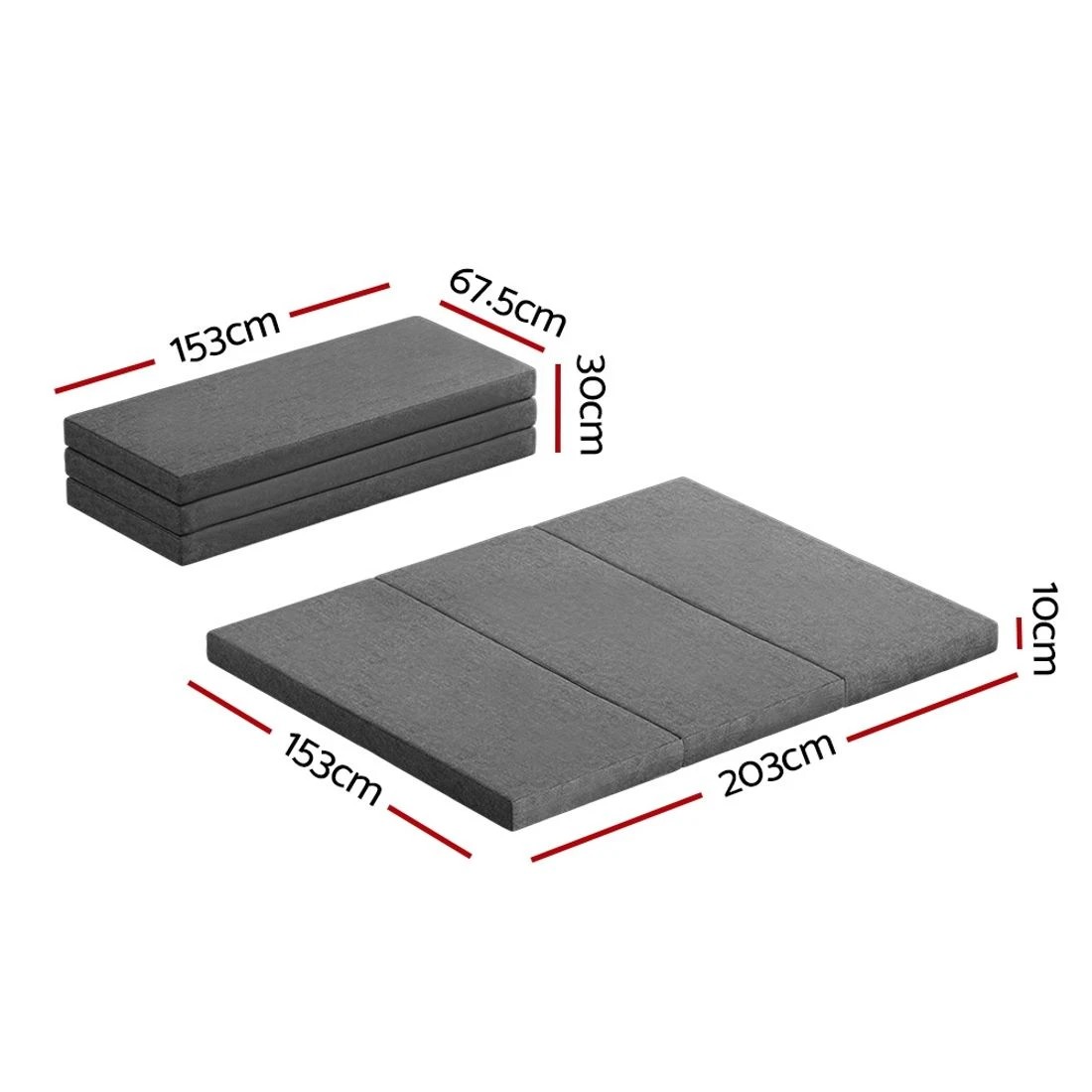 2 Giselle Bedding Foldable Mattress Folding Foam Queen - Queen Bed - Grey, 2 of 7