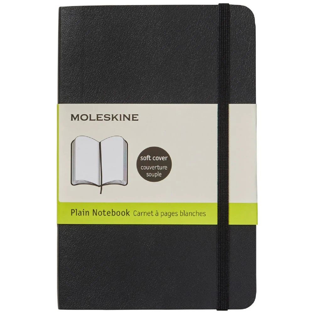 1 Moleskine Classic Soft Cover Pocket Notebook Plain Black, 1 of 4