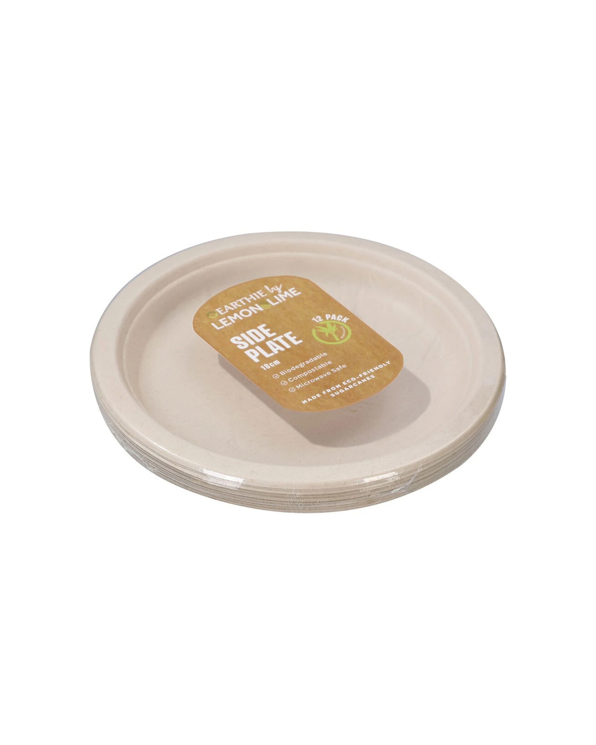 2 12pc Lemon & Lime Eco-friendly/biodegradable Disposable 18cm Side Plate Natural
 - Natural, 2 of 3