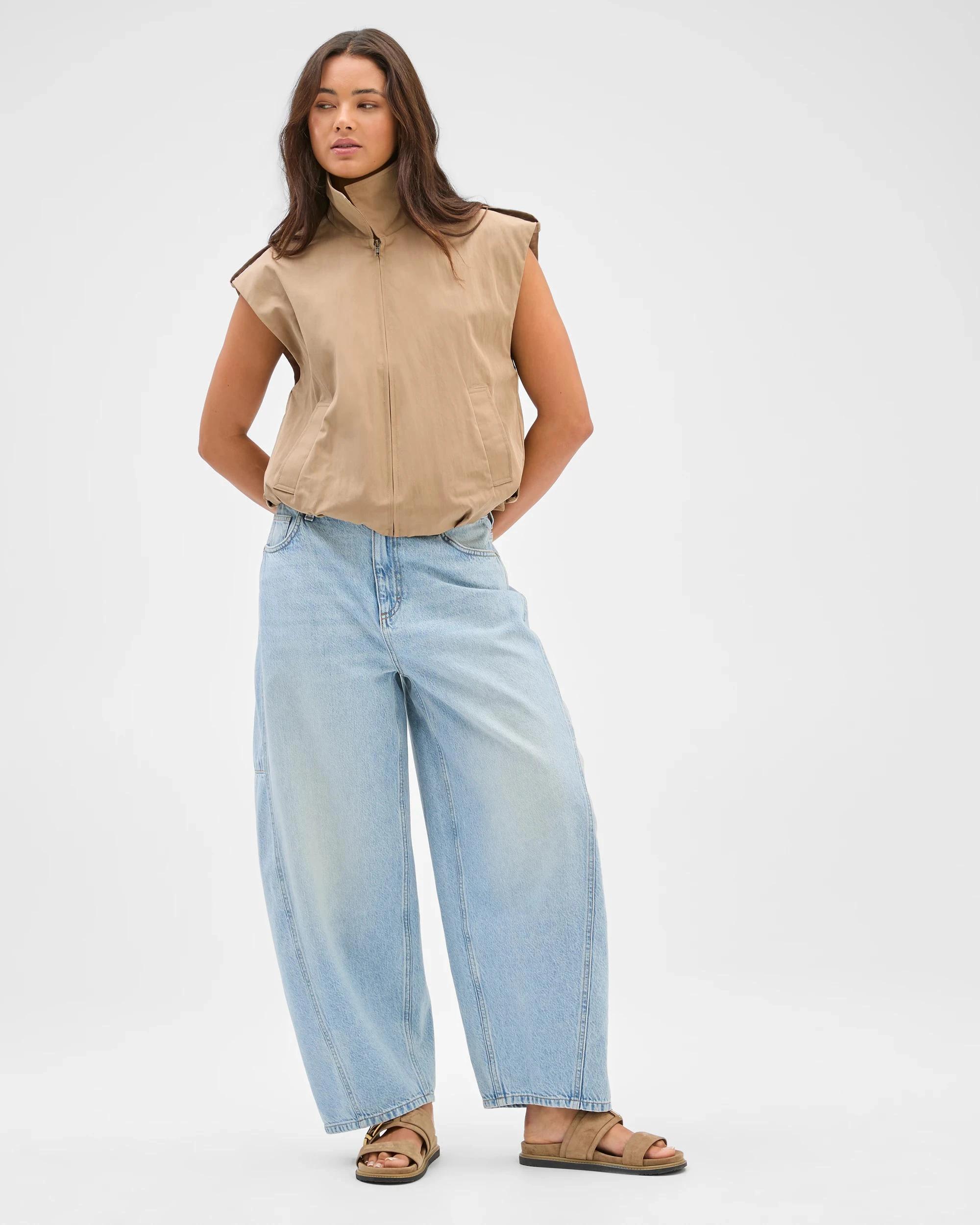 4 Lily Loves Australian Cotton Blend Oversized Utility Vest BUFF, 4 of 5