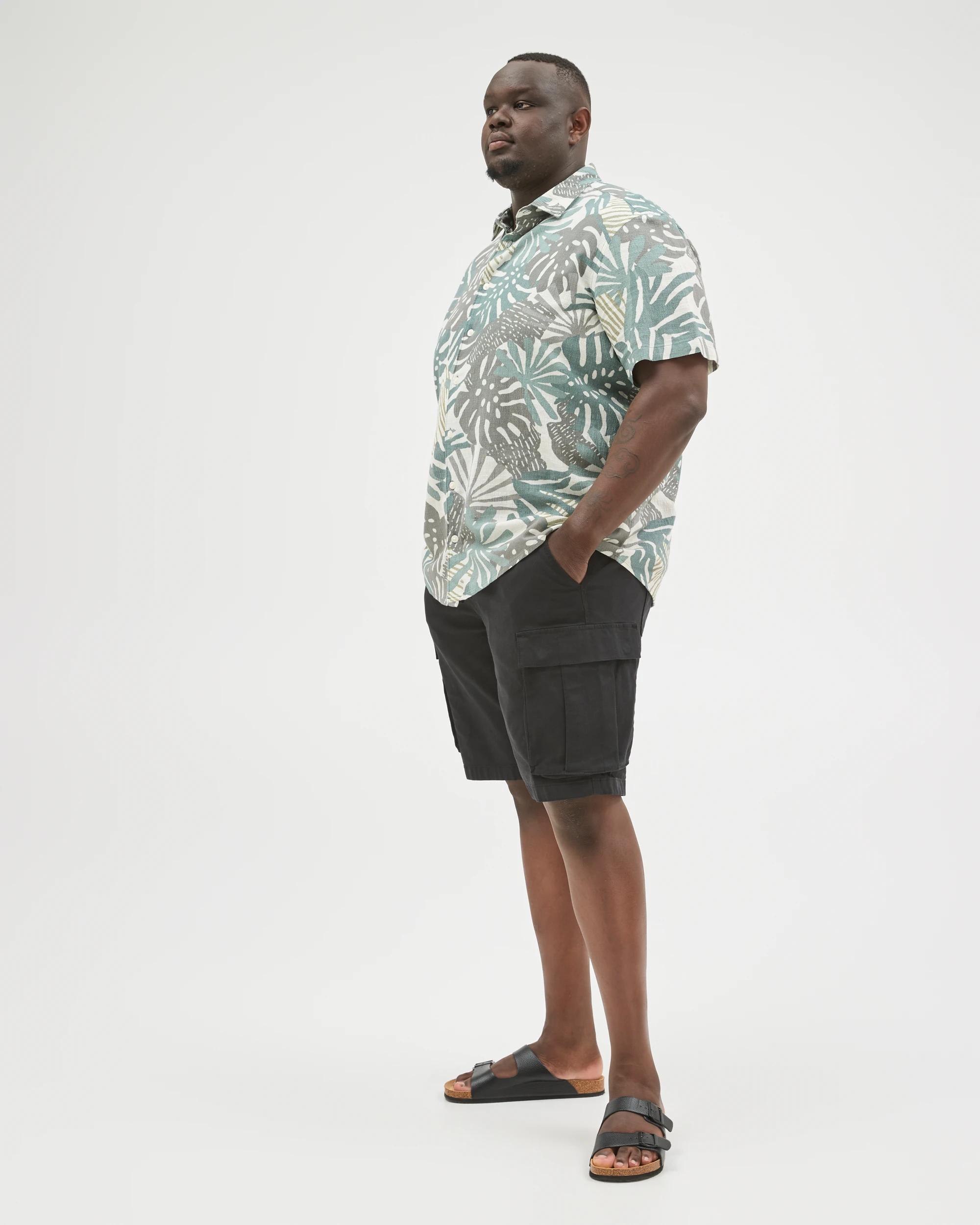 5 Target Man Plus Size Australian Cotton Short Sleeve Floral Shirt GREEN, 5 of 6