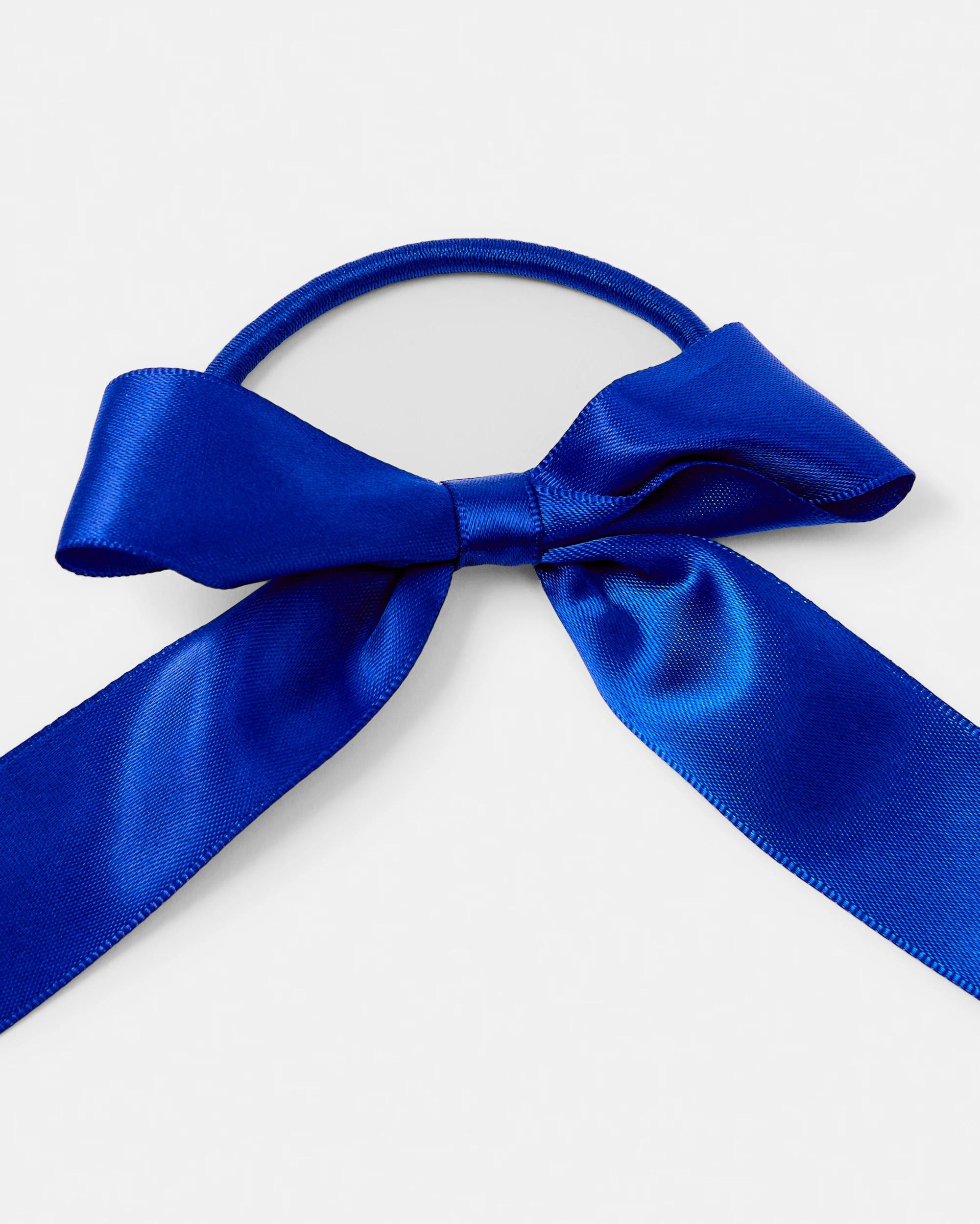 4 4 Pack School Bow Hair Elastics and Clips Set Royal Blue, 4 of 5