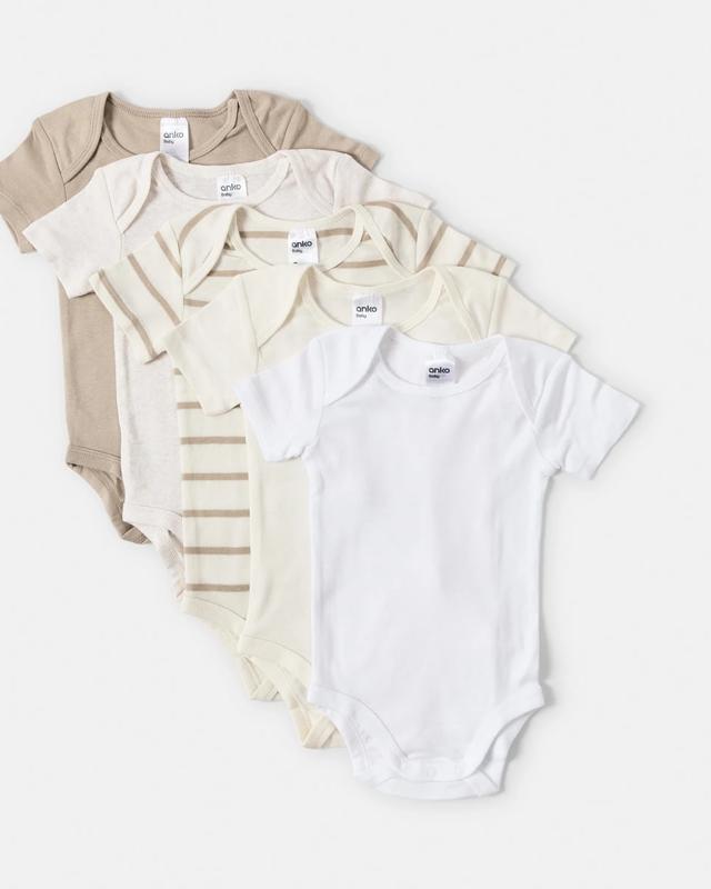 5 Pack Cotton Short Sleeve Bodys