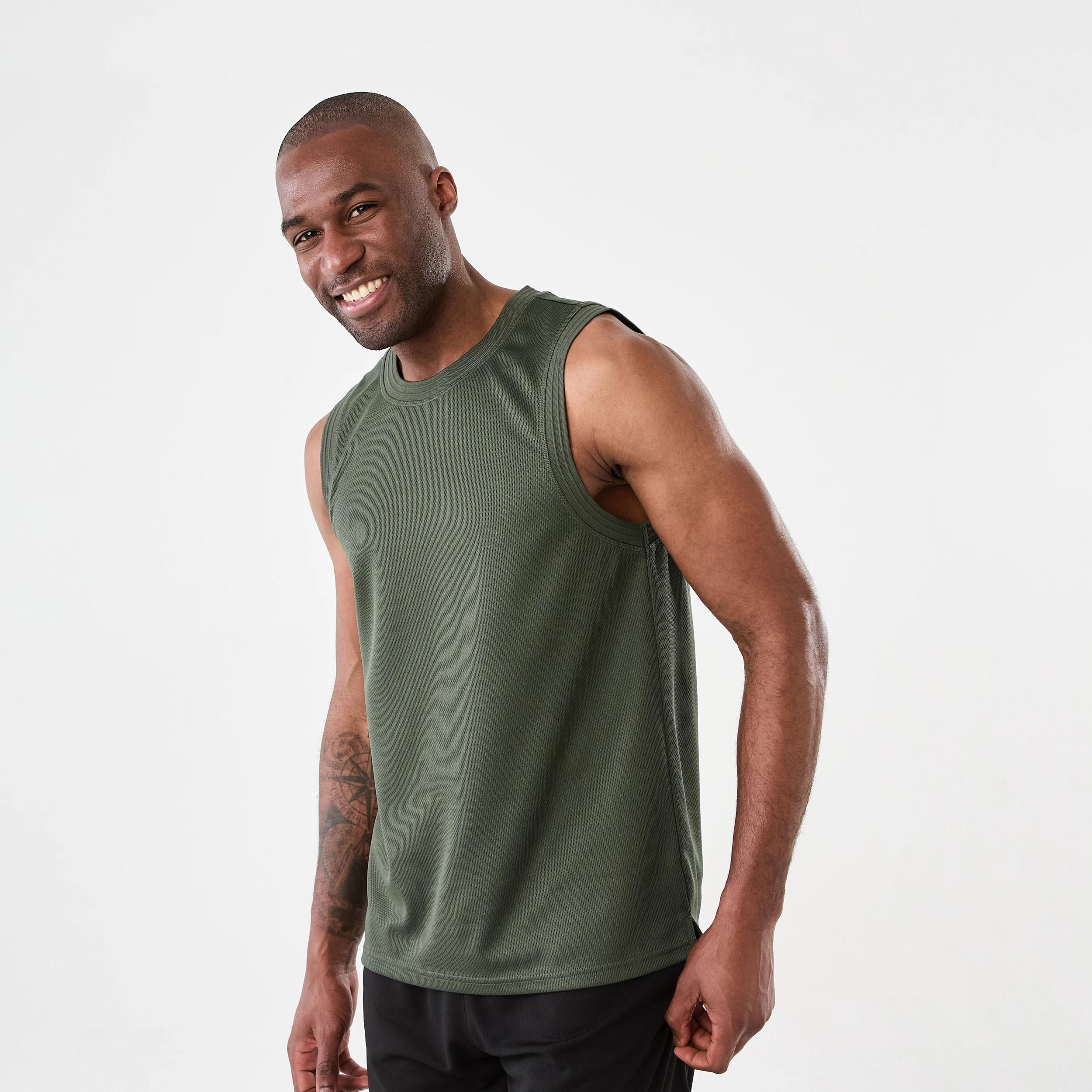 2 Active Mens Relaxed Basketball Tank DEEPEST GREEN, 2 of 6