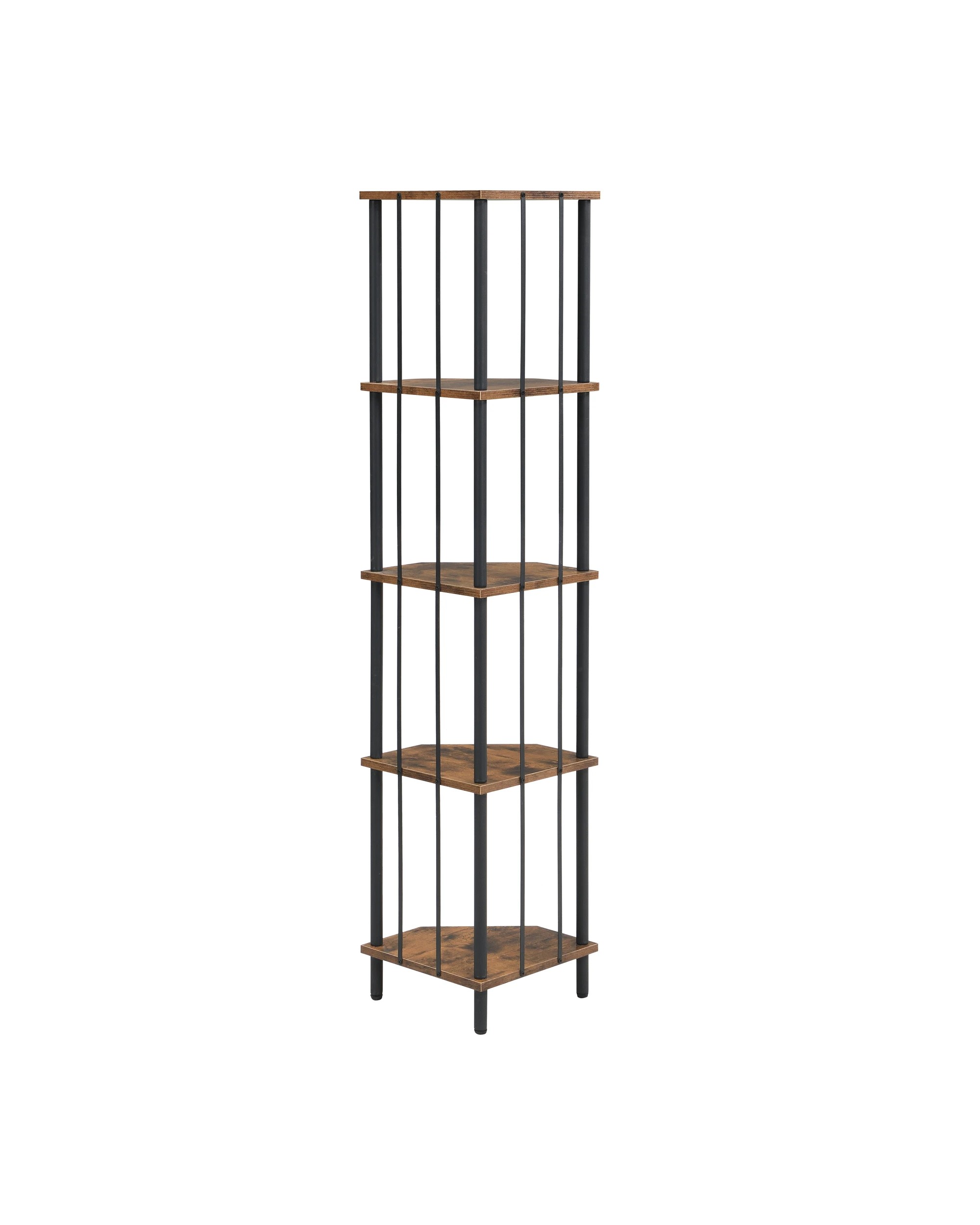 4 IHOMDEC 5 Tier Pentagon MDF Corner Display Shelves Rust Dark Brown - Brown, 4 of 9