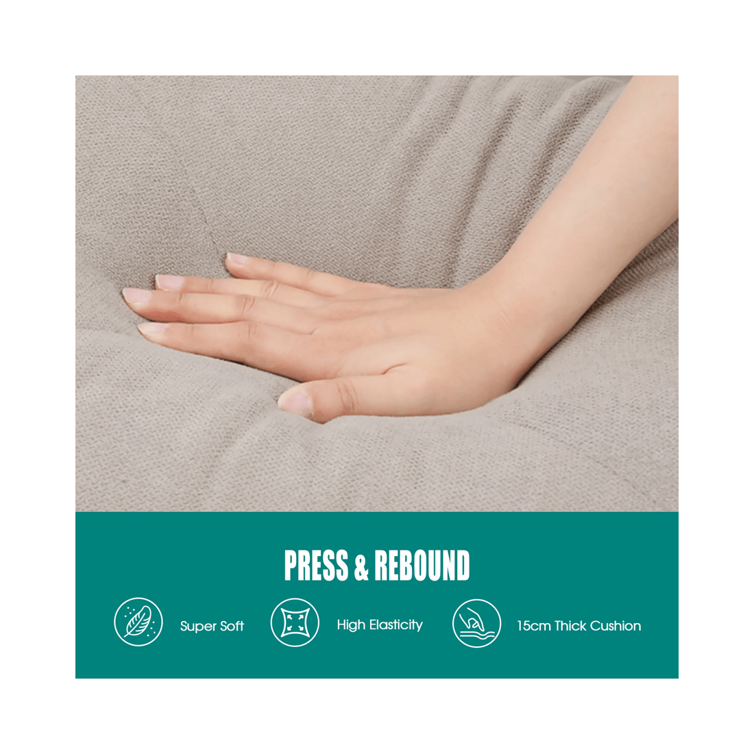 7 Advwin 3 Seater Sofa Modular Lounge Chaise Set With Storage Ottoman Beige, 7 of 10