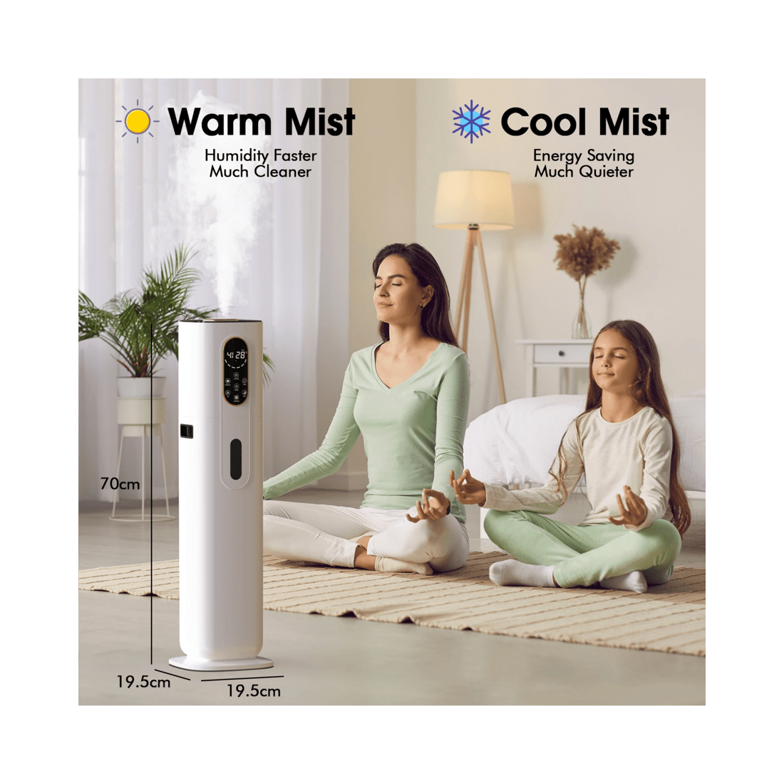 4 Advwin 10l Ultrasonic Large Humidifier Whole House, Cool & Warm Mist Humidifier For Office Workshop, Greenhouse, 4 of 8