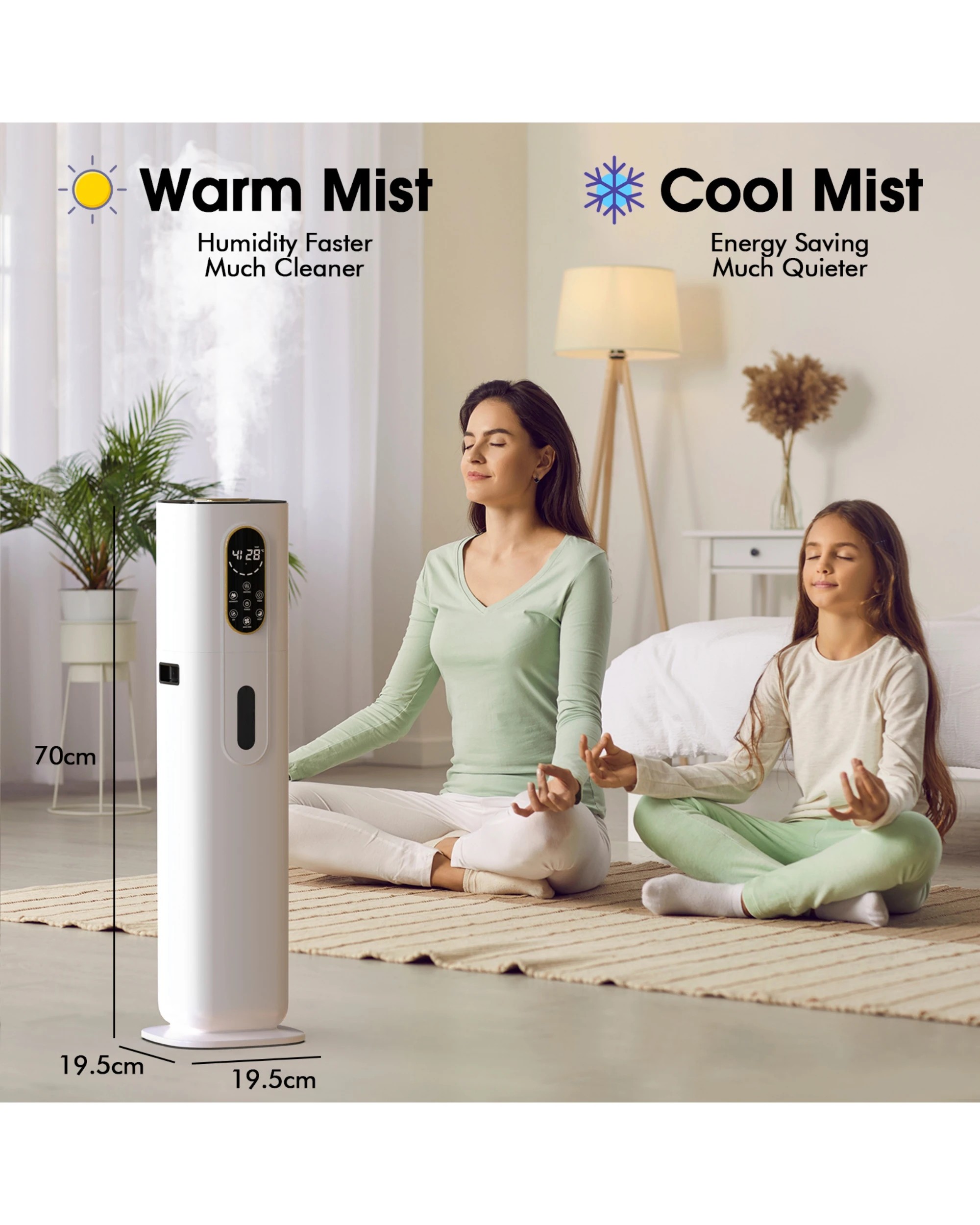 4 Advwin 10l Ultrasonic Large Humidifier Whole House, Cool & Warm Mist Humidifier For Office Workshop, Greenhouse, 4 of 8