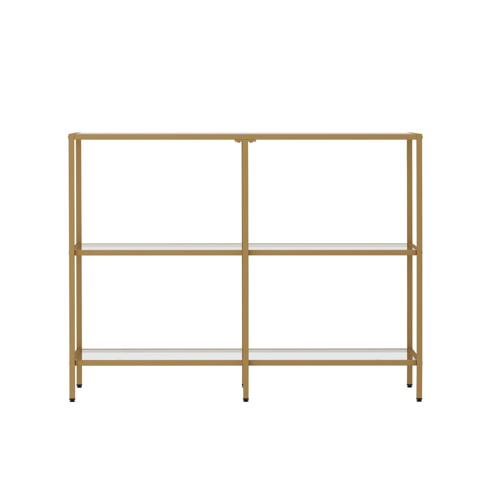 7 Oikiture Console Table Tempered Glass Sofa Table Hall Side Entry 3 Shelves
 - Gold, 7 of 10