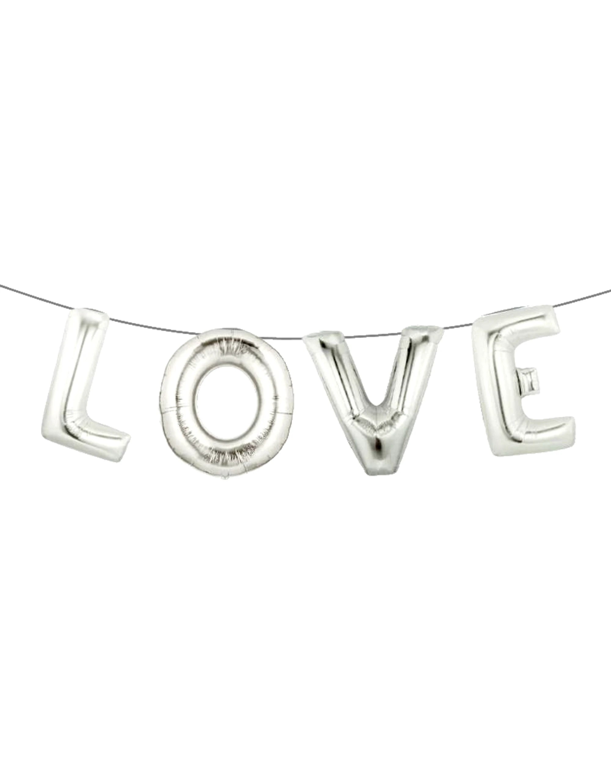 1 Party Maker Love Foil Letter Balloon Banner Air Fill - Silver, 1 of 1