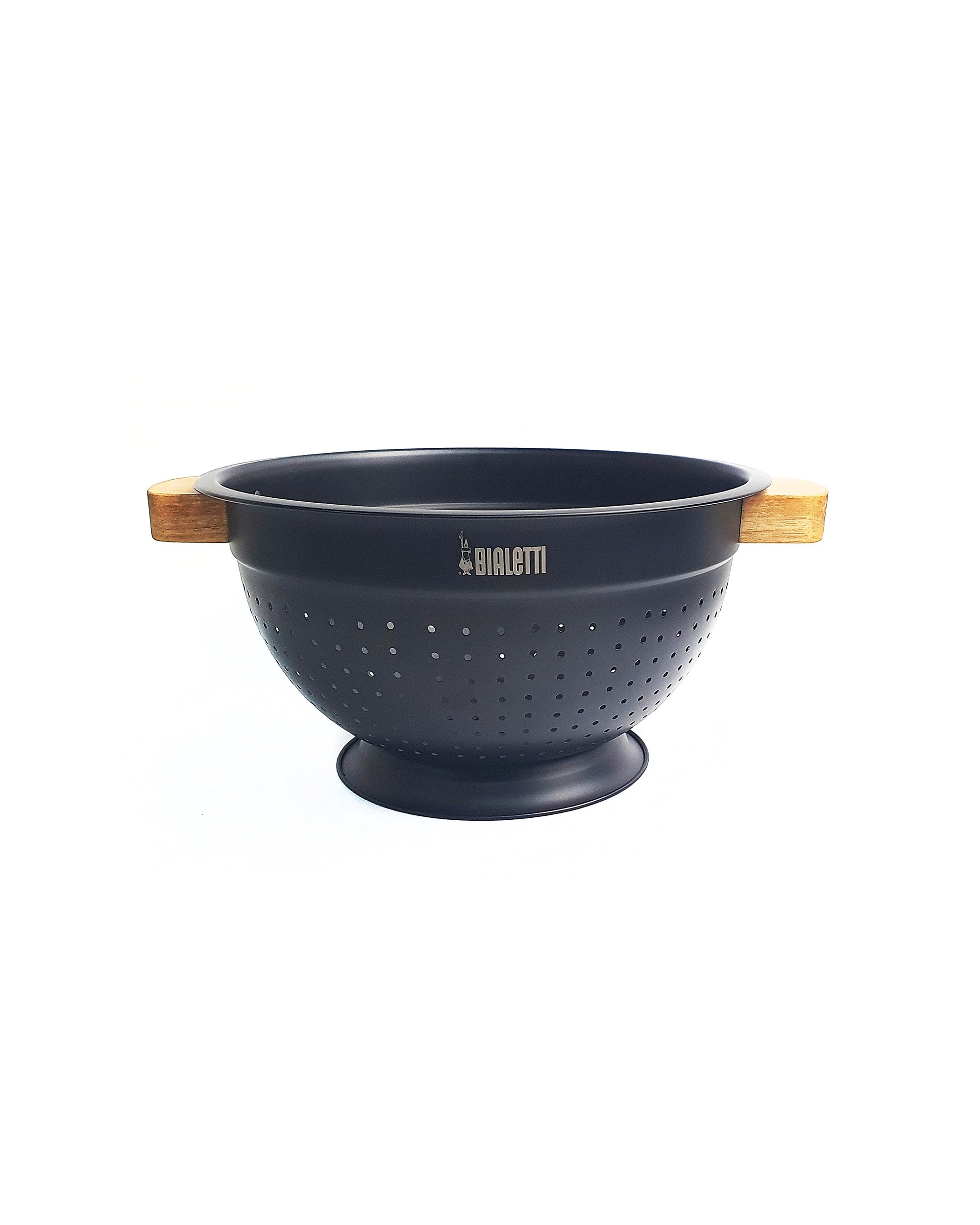 1 Classica 24cm Colander With Acacia Wood Handle And Black Stainless Steel Body, 1 of 4