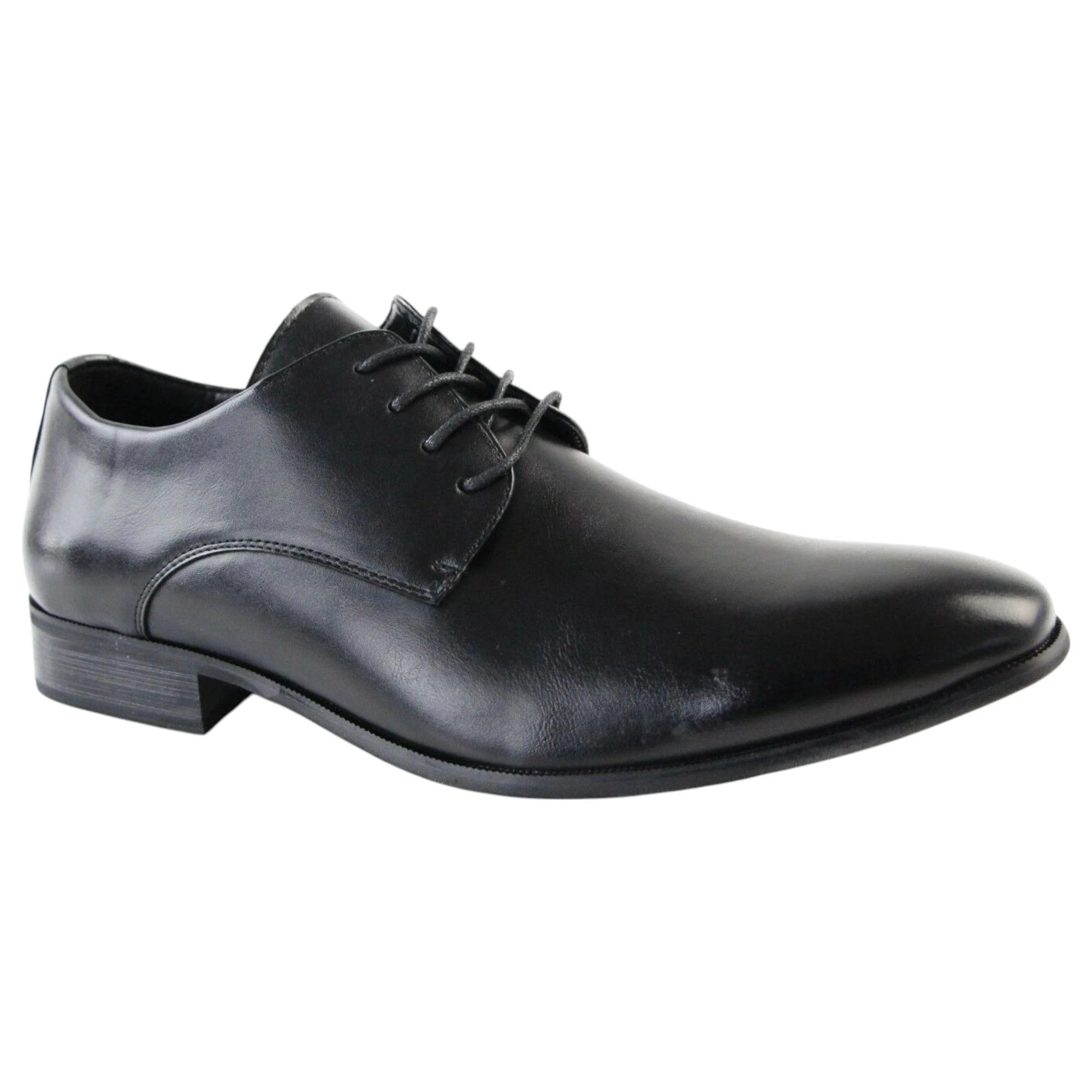 1 Zasel Bobby Lace Up Dress Work Men Synthetic Leather Shoes BLACK, 1 of 4