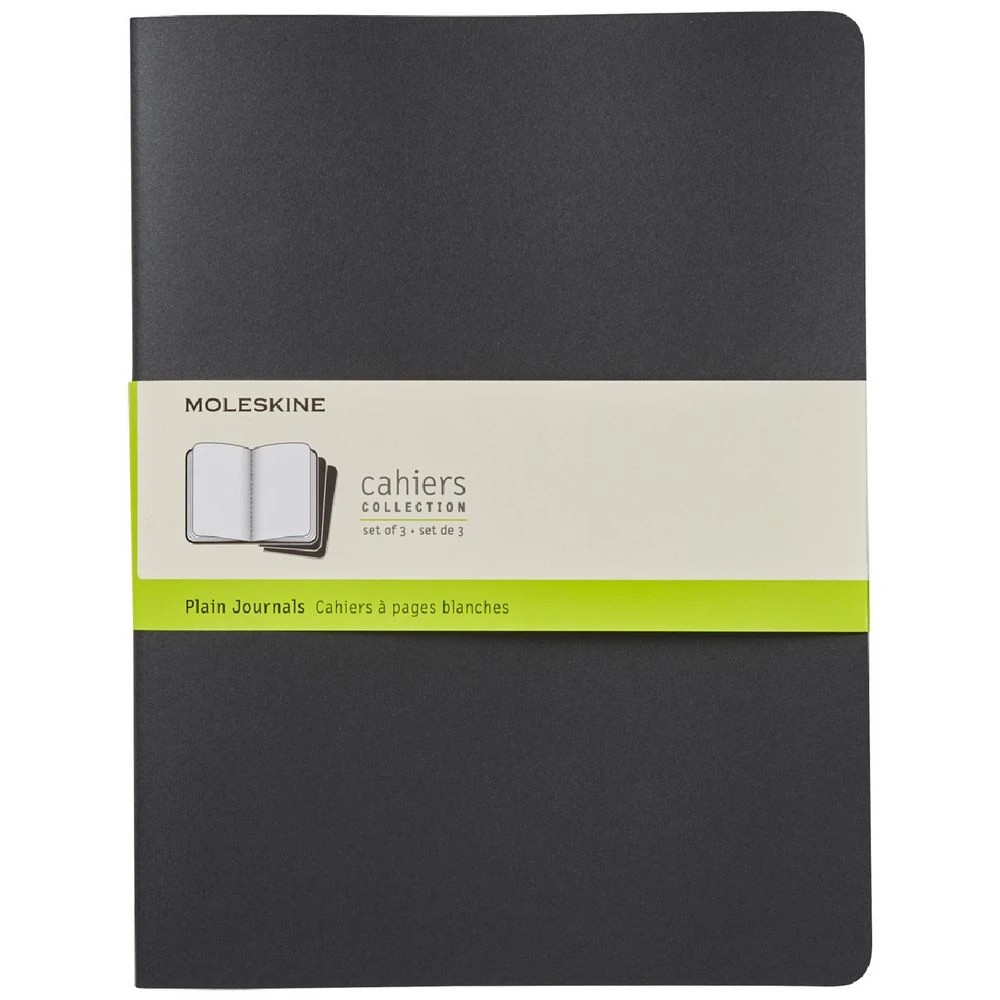 1 Moleskine Cahier Extra Large Notebook Plain Black 3 Pack, 1 of 3