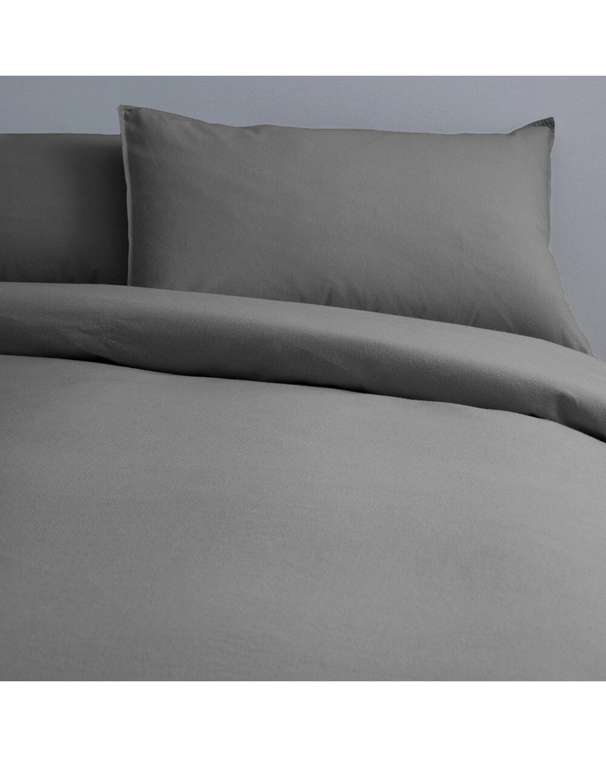 1 Canningvale Cozi Cotton Flannelette Quilt Bed Bedding Cover Set Ash King - Grey, 1 of 3