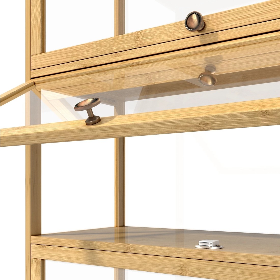 7 Oikiture Display Cabinet Storage 5-tier Shelves Clear Bookcase Stand Rack
 - Natural, 7 of 9