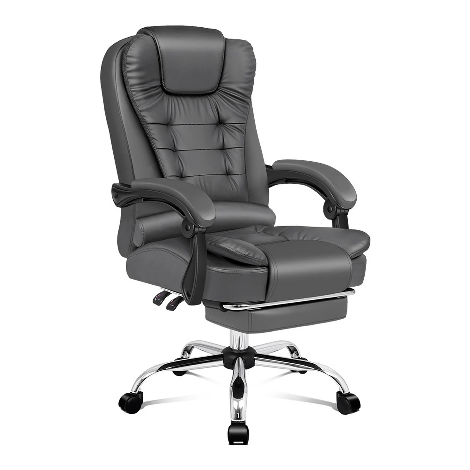 1 Alfordson Office Chair Gaming Executive Computer Racer Footrest PU Leather Seat - Grey, 1 of 10