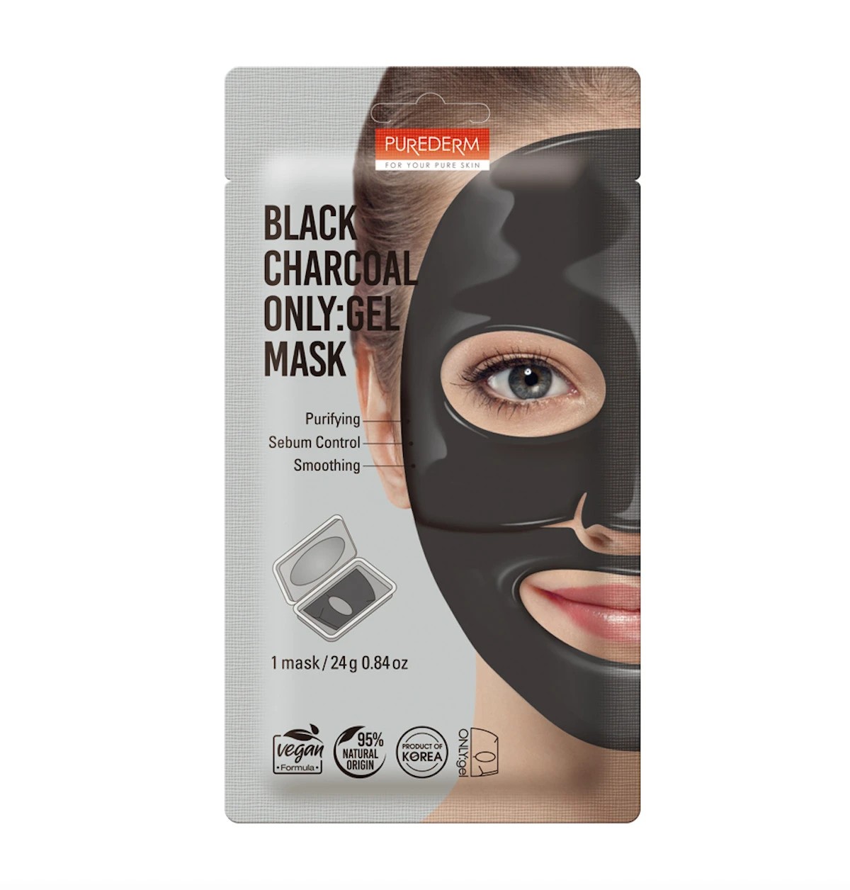 1 Purederm Black Charcoal Only:Gel Mask 24g, 1 of 2