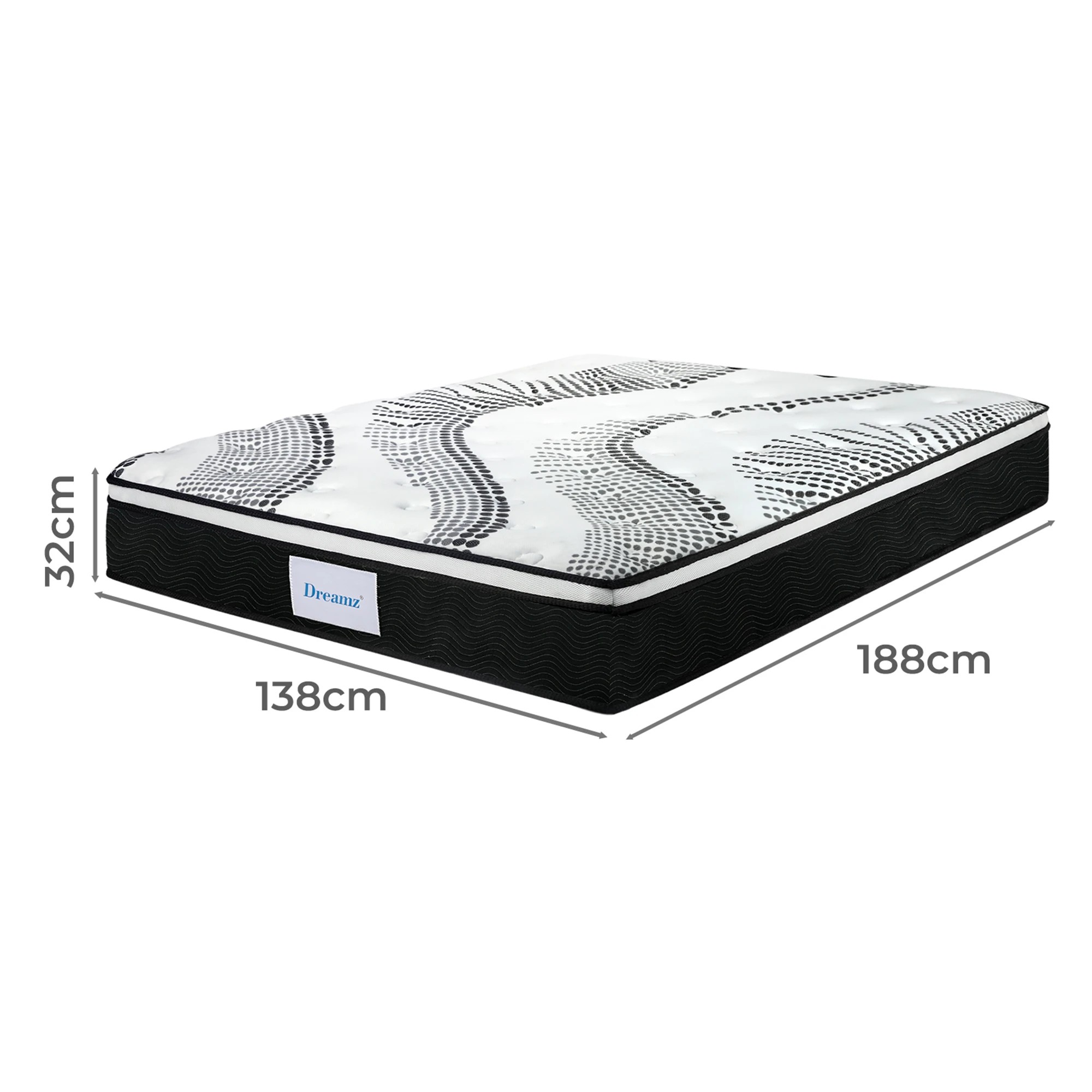 3 Dreamz Spring Mattress 7 Zone Bed Pocket Medium Firm Memory Foam 32cm Double, 3 of 9