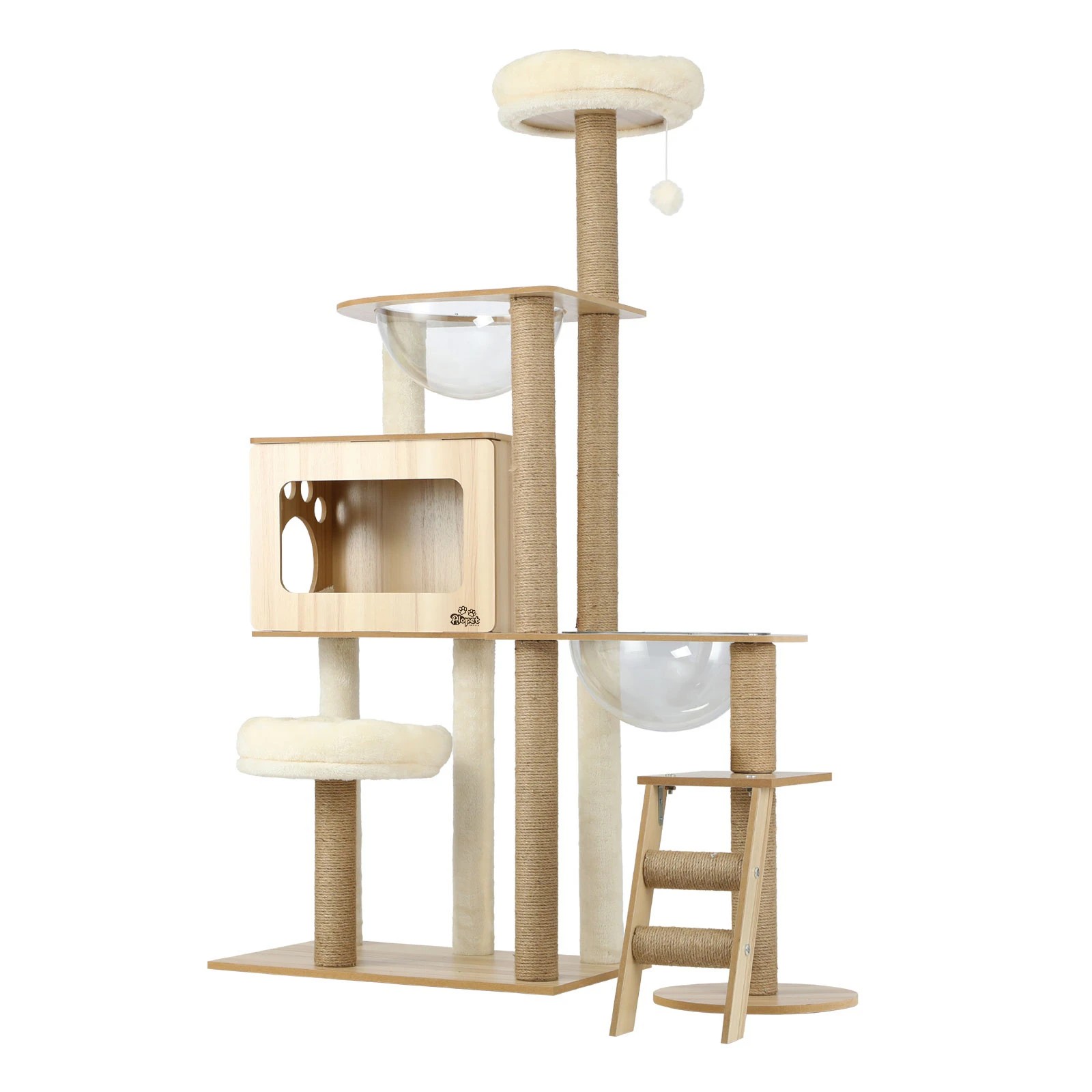 1 Alopet Cat Tree Tower Scratching Post Scratcher Cats Condo House Bed Wood 142cm
 - Natural, 1 of 8