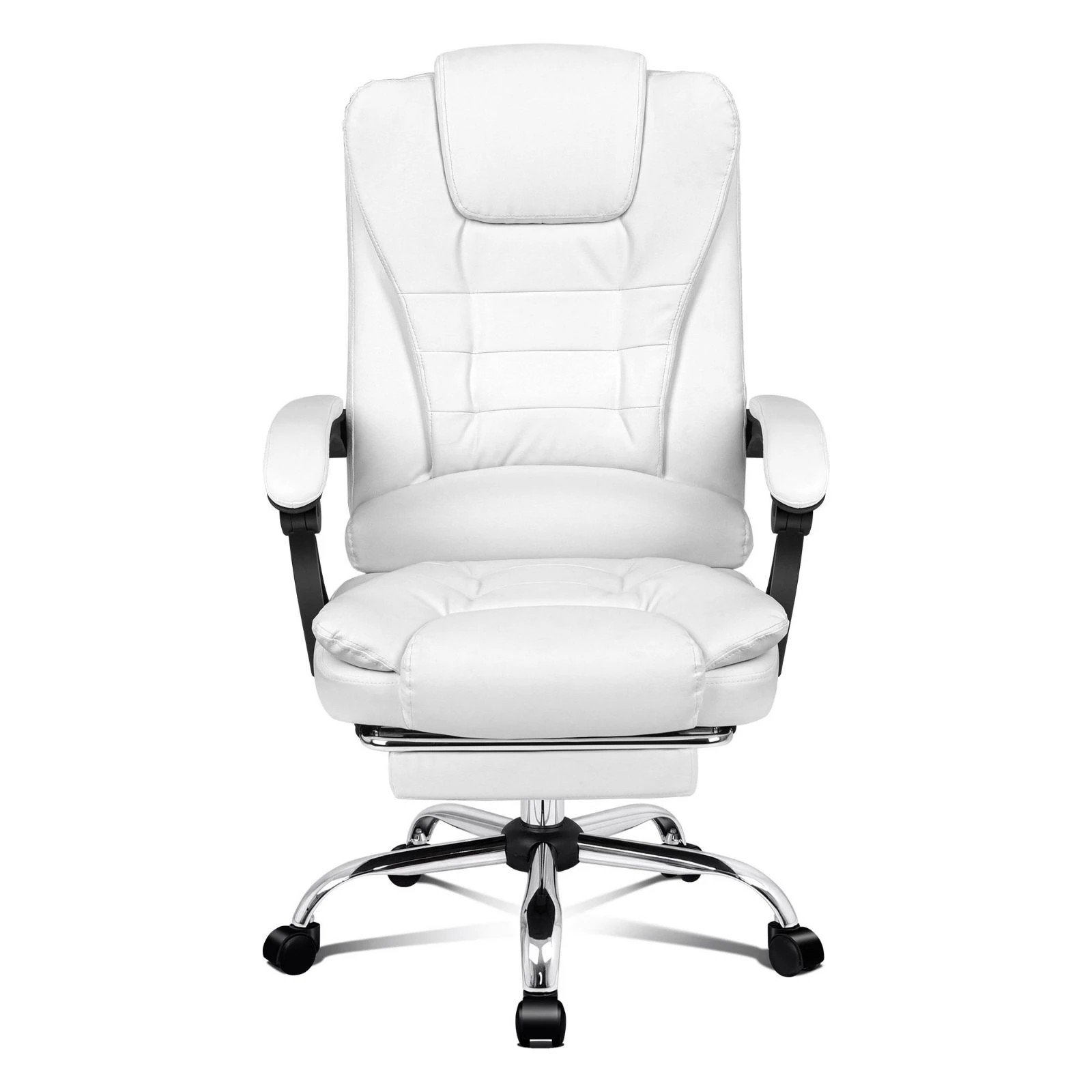 3 Alfordson Office Chair Executive Gaming Computer Racer PU Leather Seat Recliner - White, 3 of 10