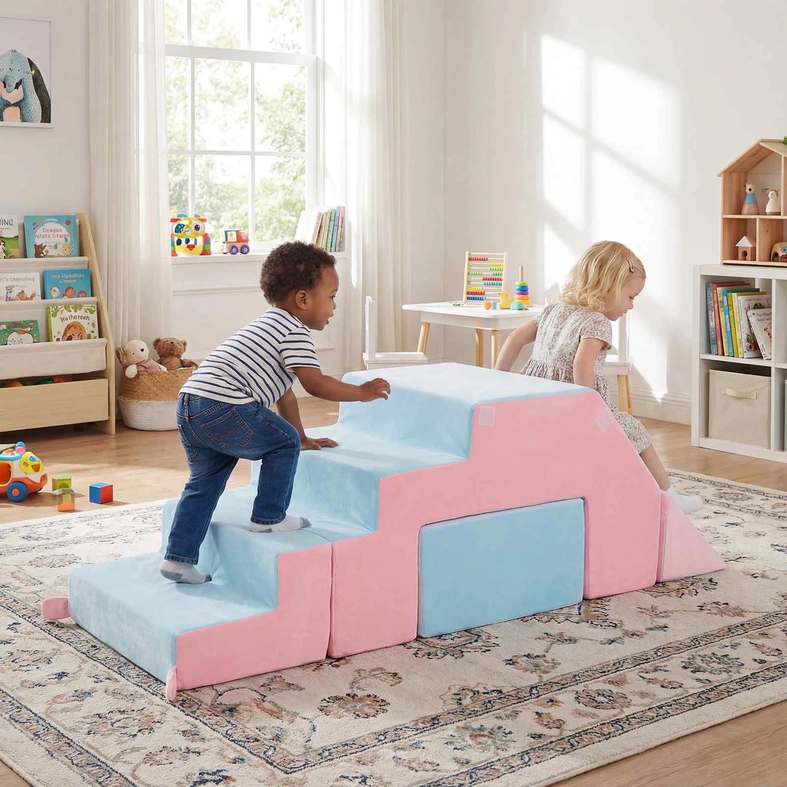 3 Costway 4-in-1 Foam Climbing Blocks Soft Climb Crawl Play Set - Pink, 3 of 3