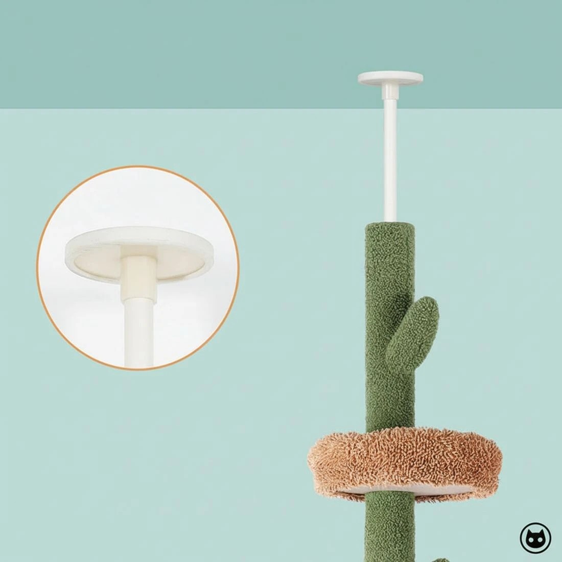 6 i.Pet Cat Tree Tower Scratching Post Scratcher Floor to Ceiling Cats Bed 290cm - Green, 6 of 7