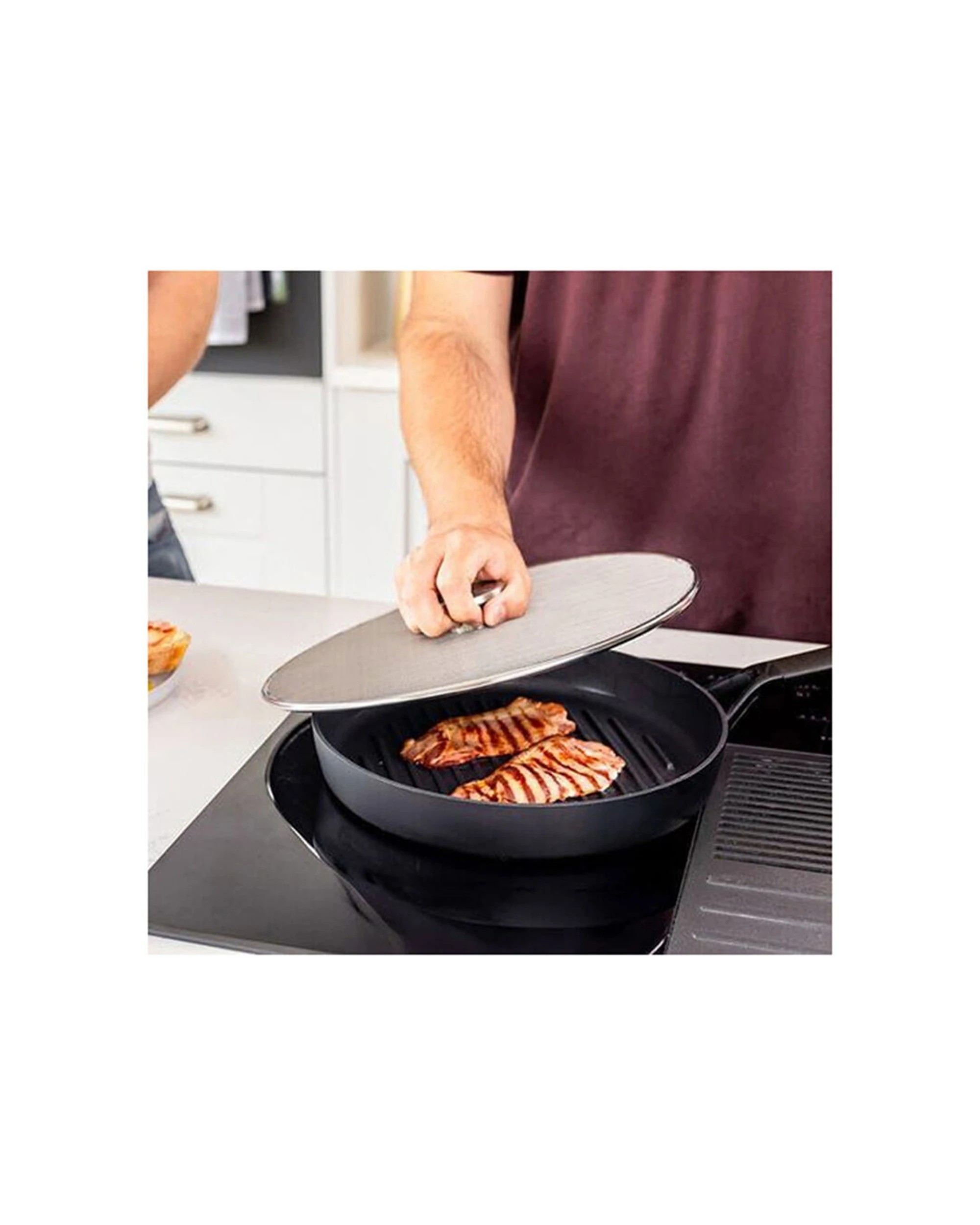 3 KitchenAid Odour Absorbing Splatter Guard Cooking Utensil 33cm - Grey, 3 of 5