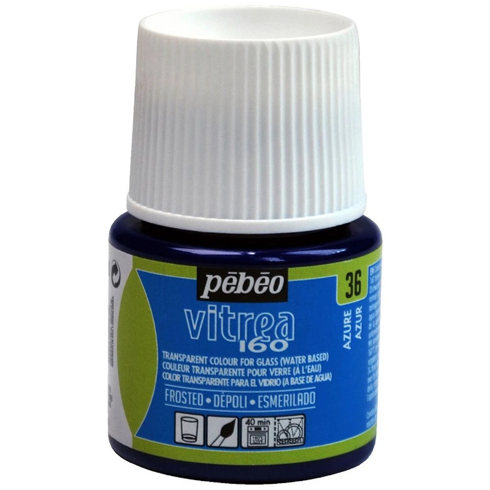 1 Pebeo Vitrea 160 Frosted Glass Paint 45mL Azure, 1 of 1