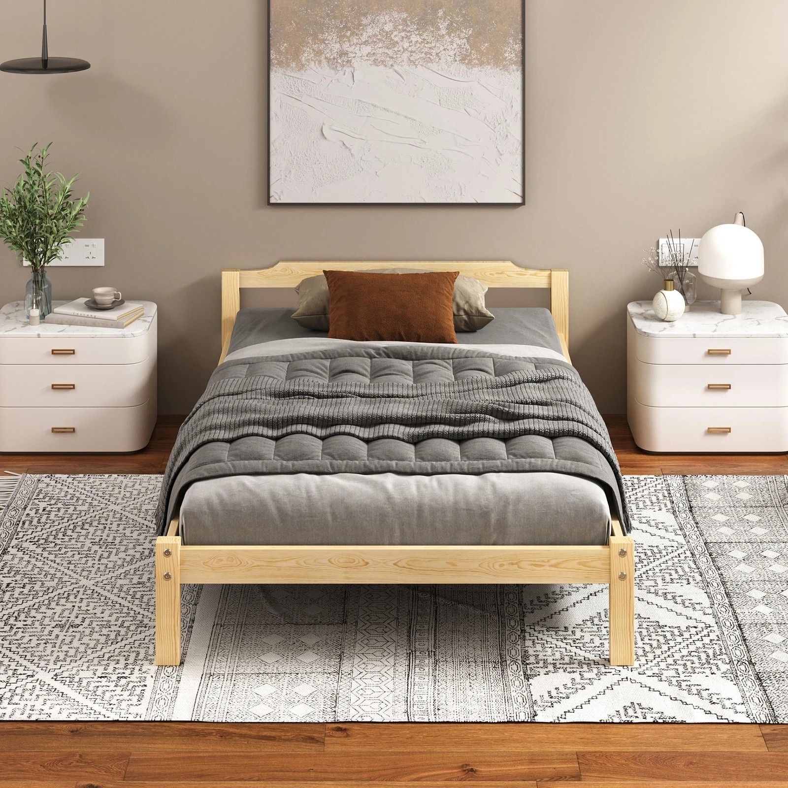 3 Alfordson Bed Frame Wooden Timber Single Size Mattress Base Platform Beatrix - Natural, 3 of 10