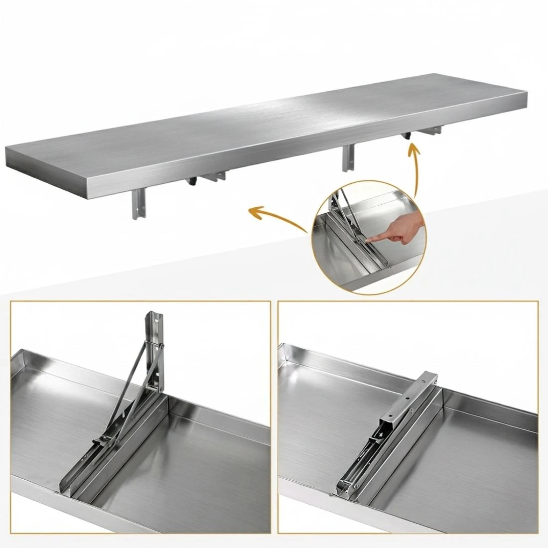 4 Cefito 1200mm Foldable Stainless Steel Wall Shelf Kitchen Storage Rack - Silver, 4 of 5