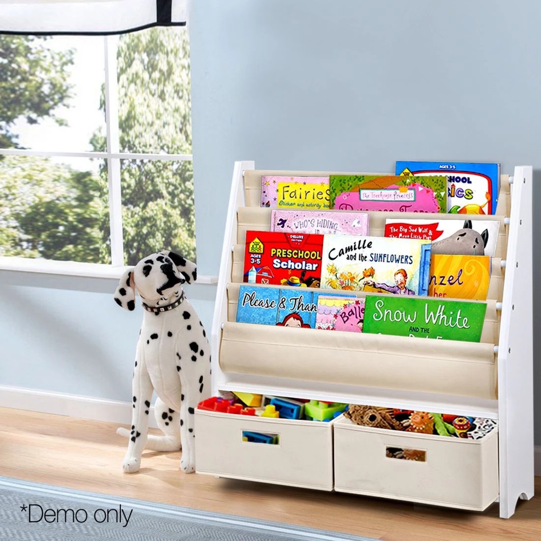 10 Keezi 4 Tiers Kids Bookshelf Magazine Rack Children Bookcase Organiser Drawer - White, 10 of 10