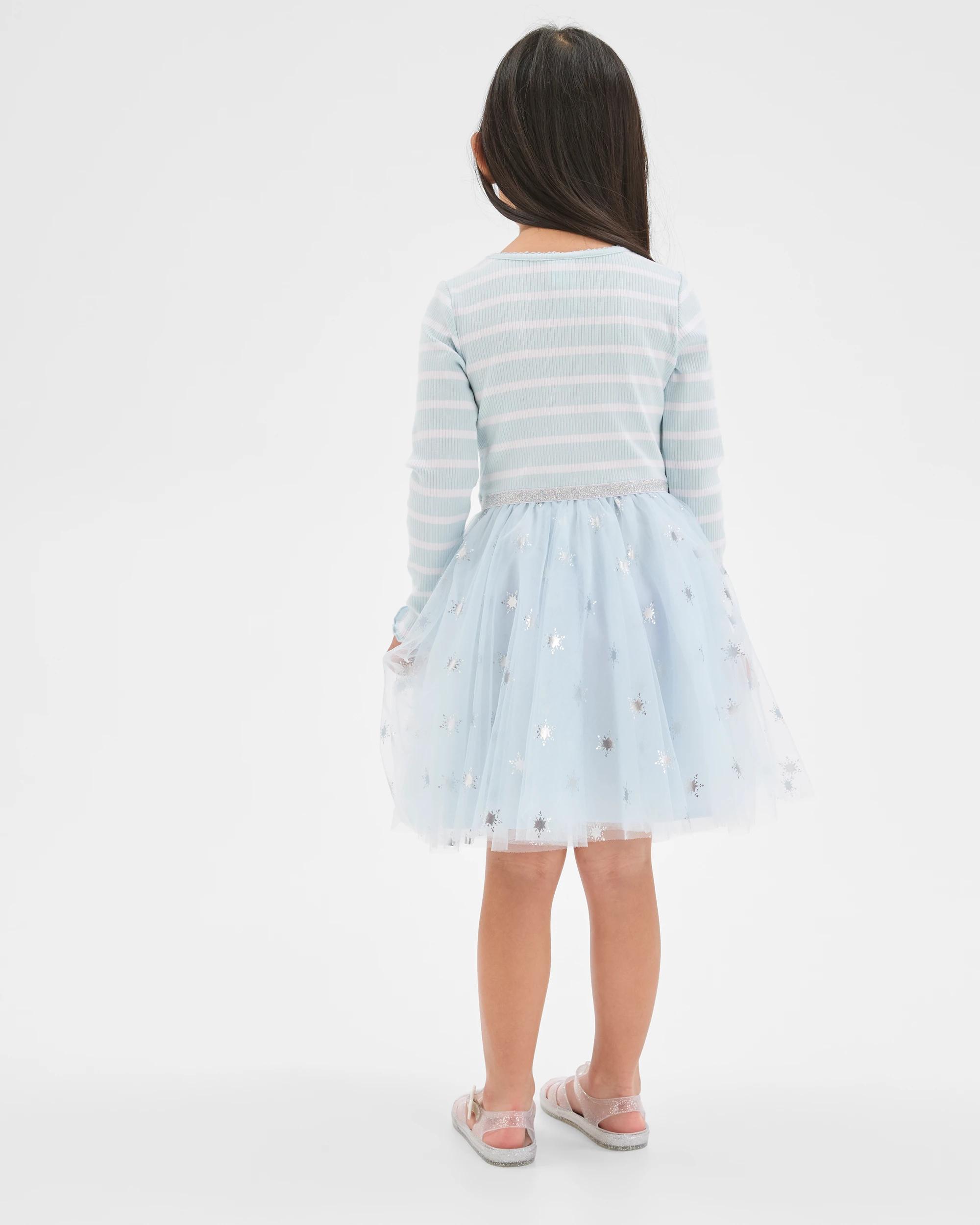 3 Disney Frozen Australian Cotton Knit/Tulle Dress FROZEN BLUE, 3 of 5