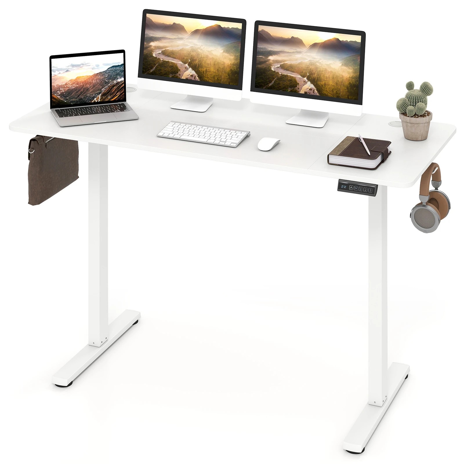 6 Costway 140 x 60cm Electric Standing Desk Adjustable Sit Stand Computer Desk - White, 6 of 6