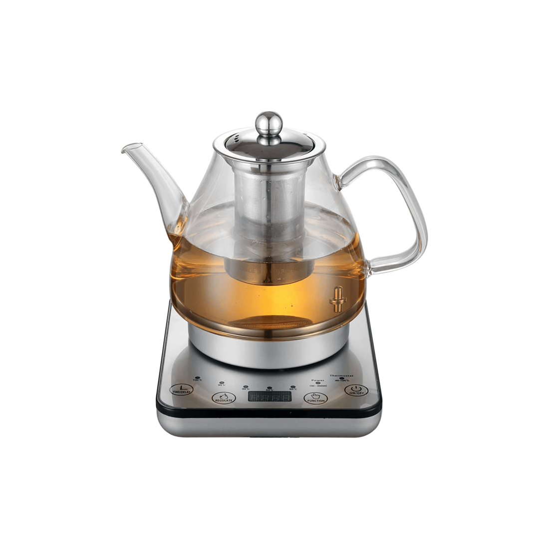 1 Healthy Choice Electric 800w 1.2l Digital Glass Kettle W/tea Infuser/keep Warm
 - Silver, 1 of 6