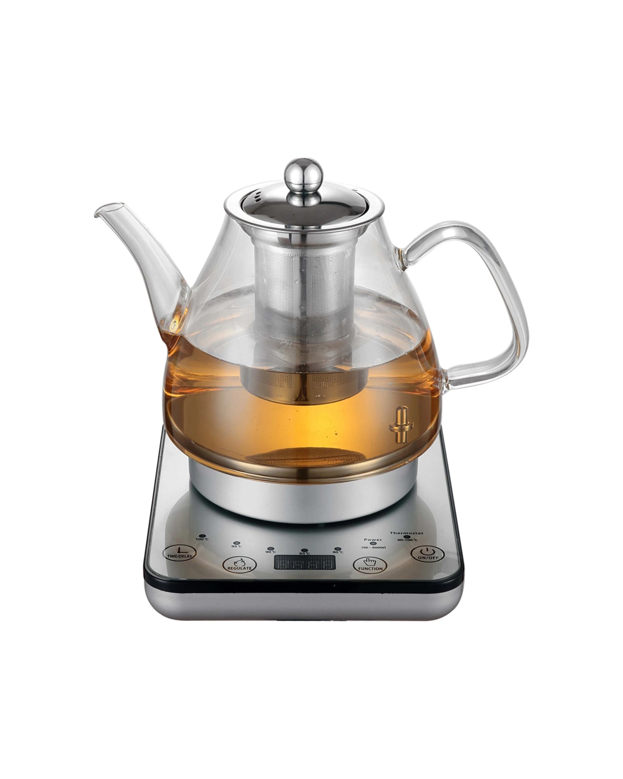 1 Healthy Choice Electric 800w 1.2l Digital Glass Kettle W/tea Infuser/keep Warm
 - Silver, 1 of 6