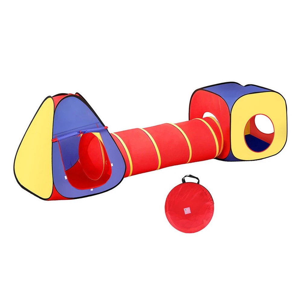 1 Keezi Kids Playhouse Play Tent Pop Up Teepee Castle Crawl Tunnel Outdoor Indoor Toys Children Gift - Multi, 1 of 8