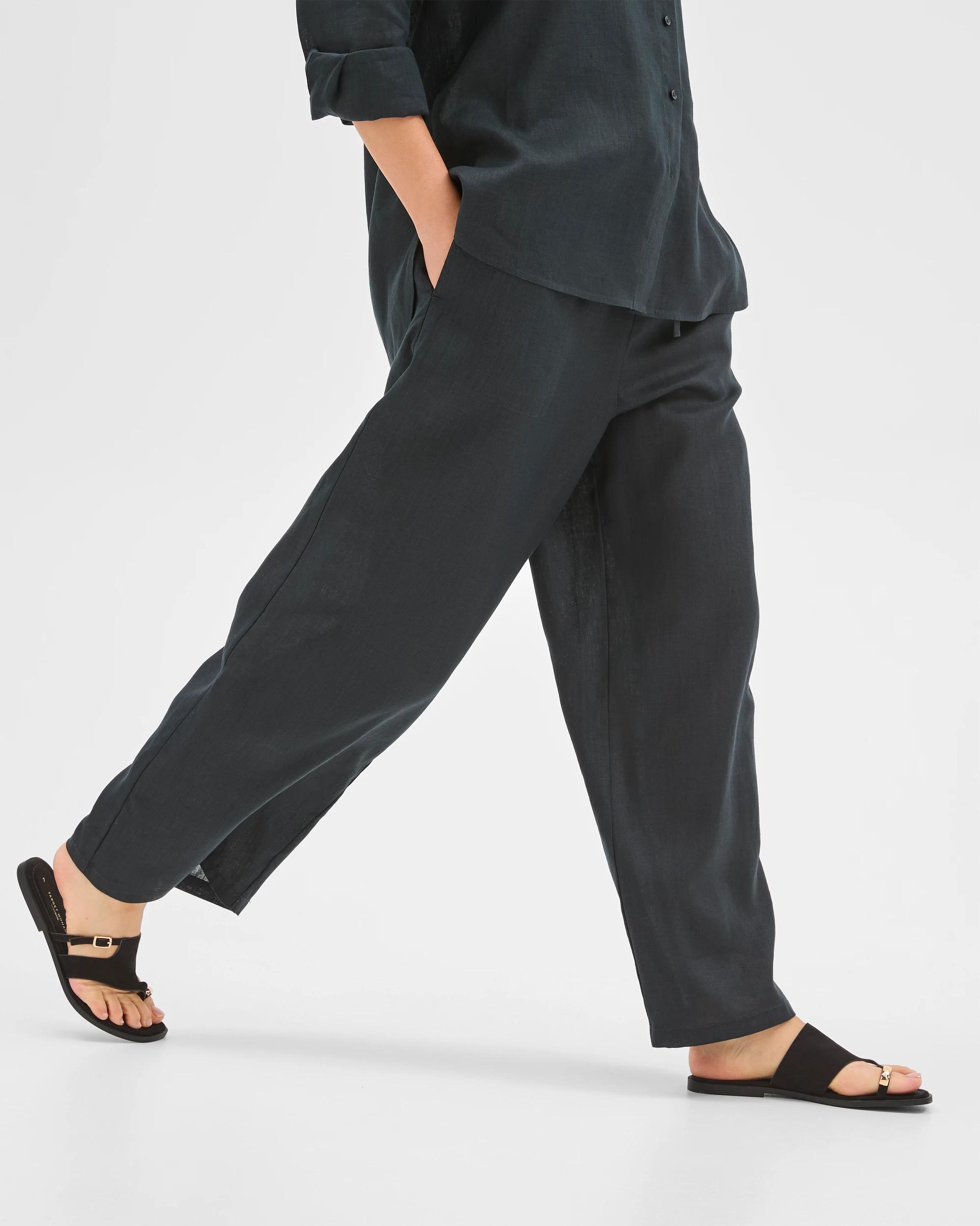 4 Target Woman European Linen Wide Leg Pants BLACK, 4 of 6