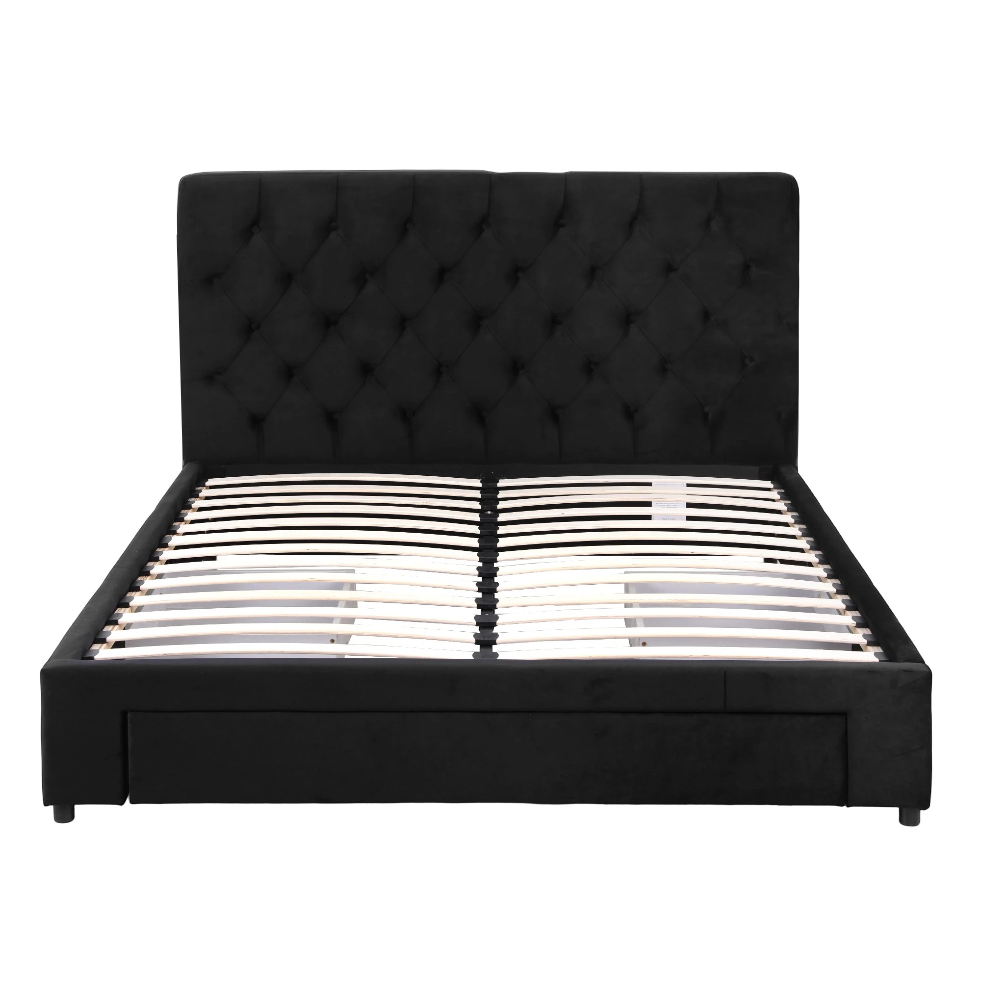 1 Artiss Double Bed Frame Storage Charging Station Upholste 3 Drawers USB - Black, 1 of 6