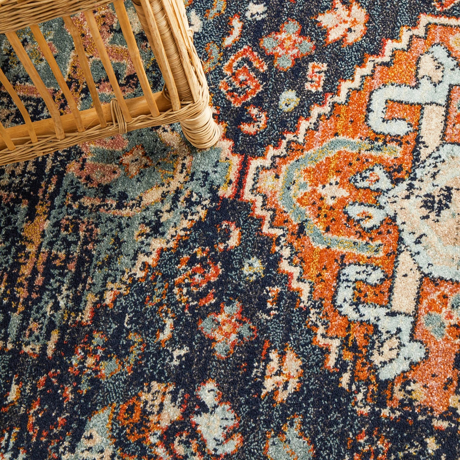 8 Common Ground Rugs Eterna 854 150x150cm - Small Round Power Loomed Pet Friendly Rug - Blue, 8 of 9