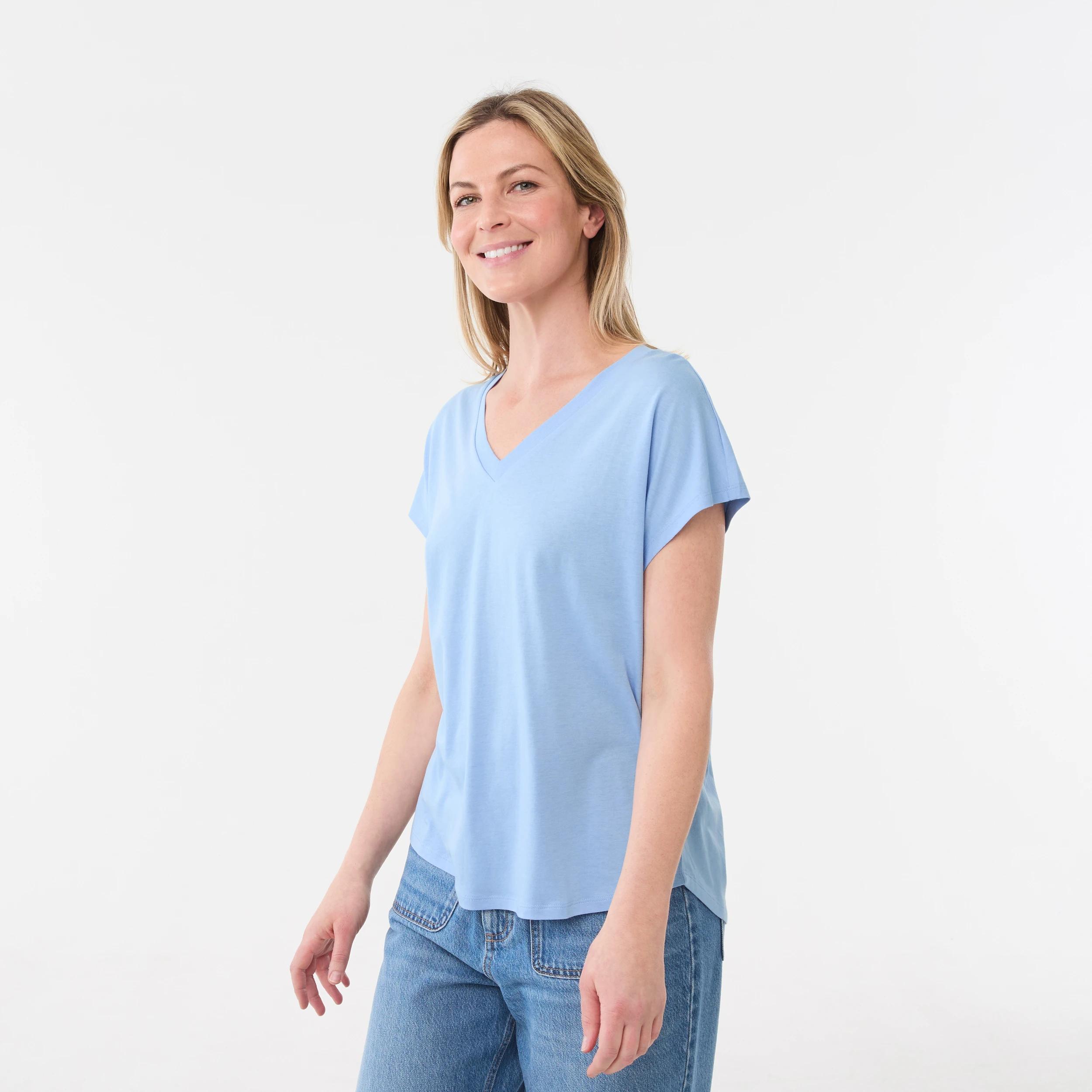 2 Short Extended Sleeve V-Neck T-shirt BRUNI BLUE, 2 of 5