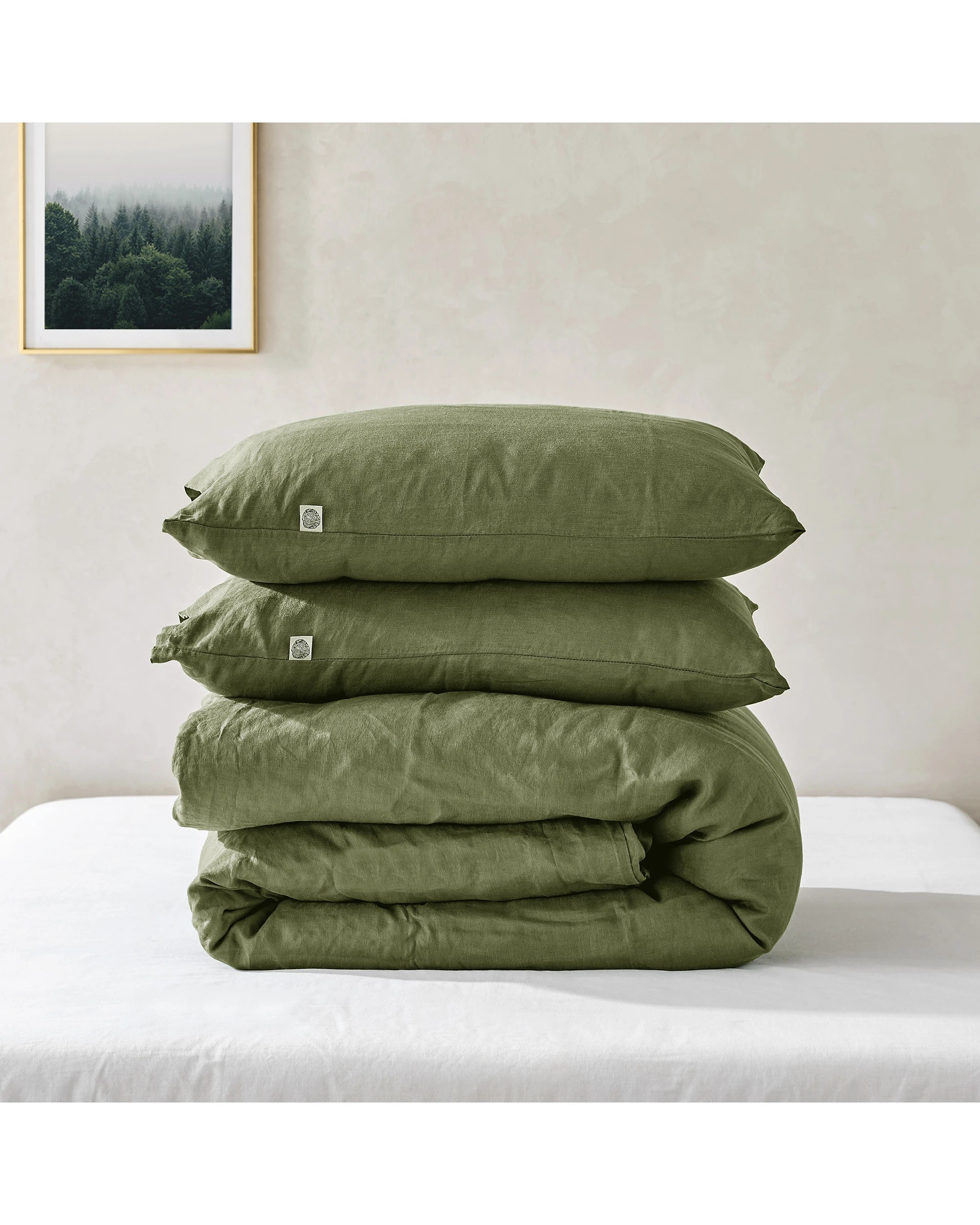 6 Natural Home 100% European Flax Linen Quilt Cover Set - Double Bed - Hunter Green, 6 of 7