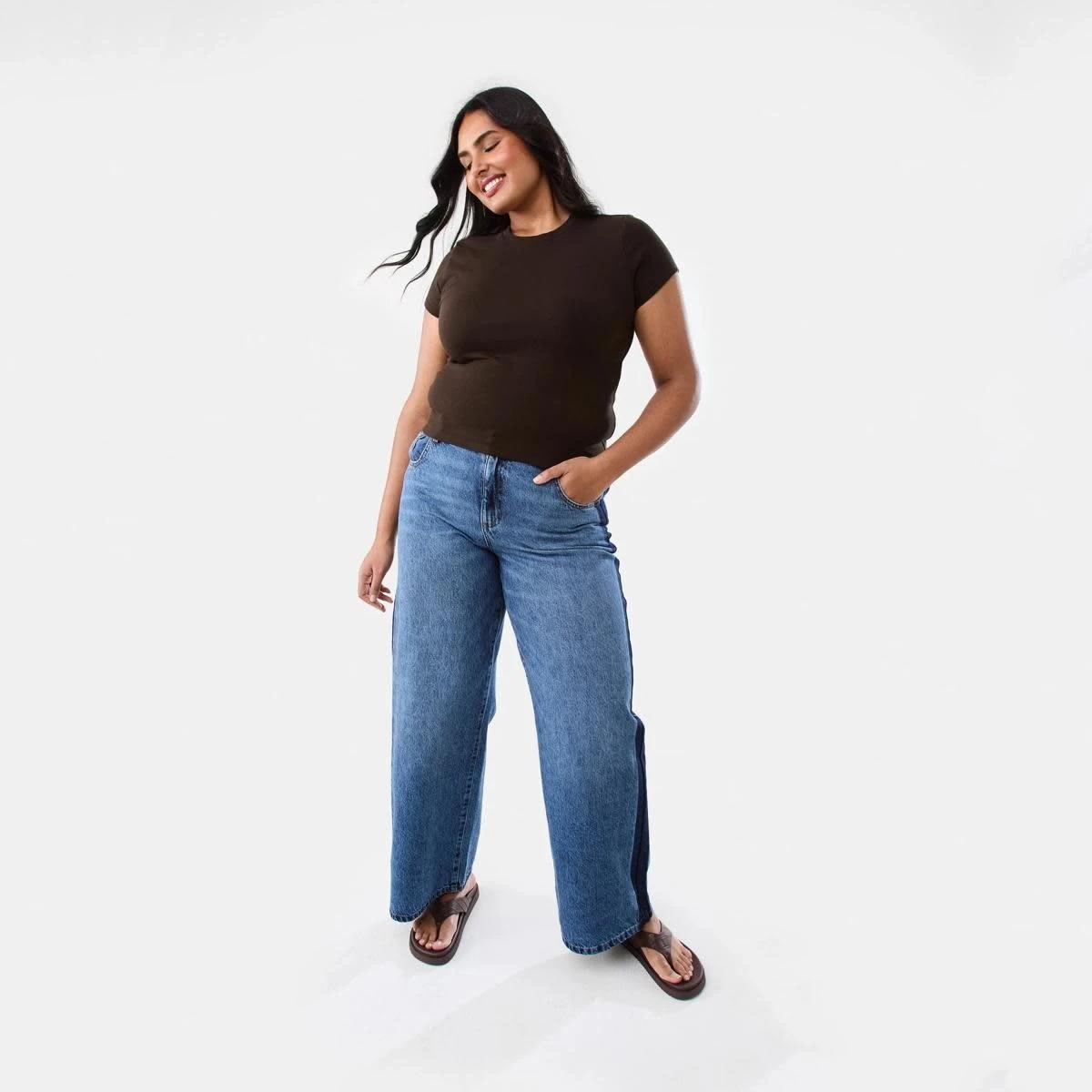 4 Side Stripe Wide Leg Jeans MID WASH, 4 of 10